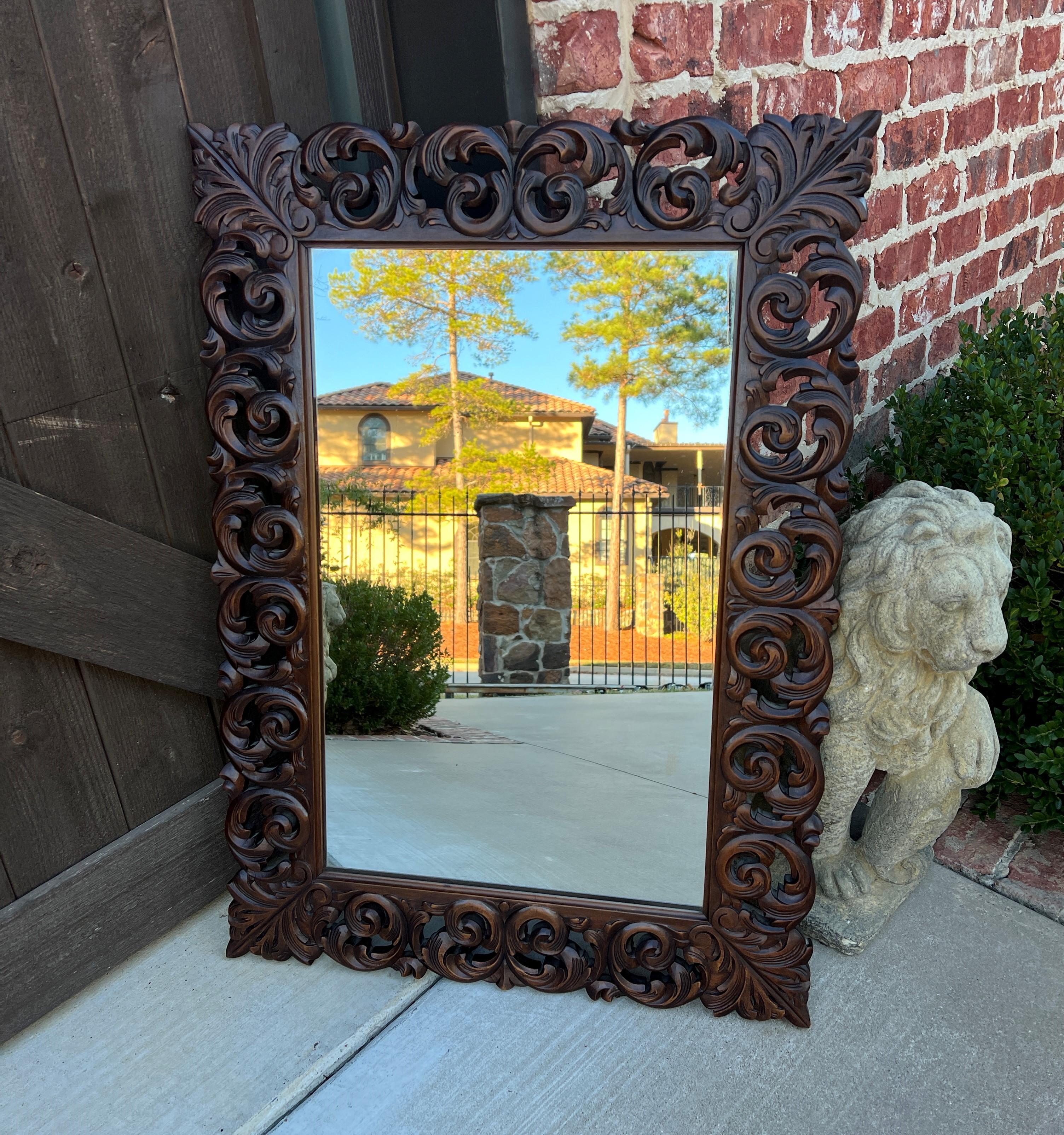 CHARMING Antique French Rectangular Framed Carved Oak Wall Mirror~~c. 1930s
  
 Popular French classic framed mirror~~perfect for an entry hall or powder room or just about any room in the house

 Versatile size

 Frame is 35.25