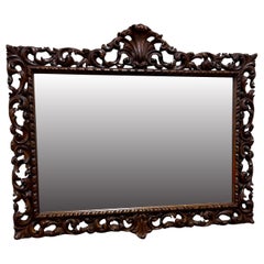 Antique French Mirror Framed Beveled LARGE Rectangular Oak Renaissance c. 1900