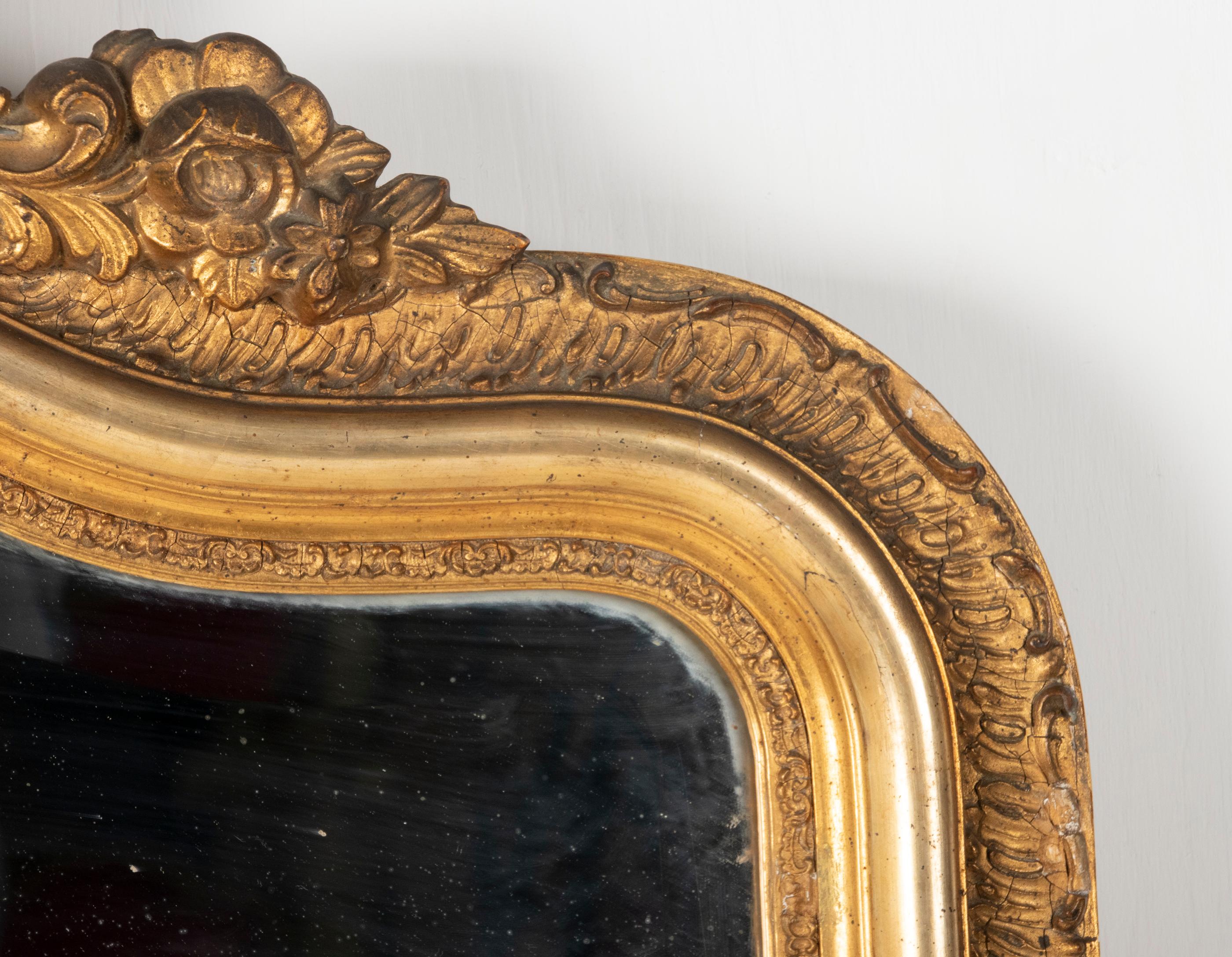 Antique French Mirror Gilded Plaster-Wood Louis Philippe 3