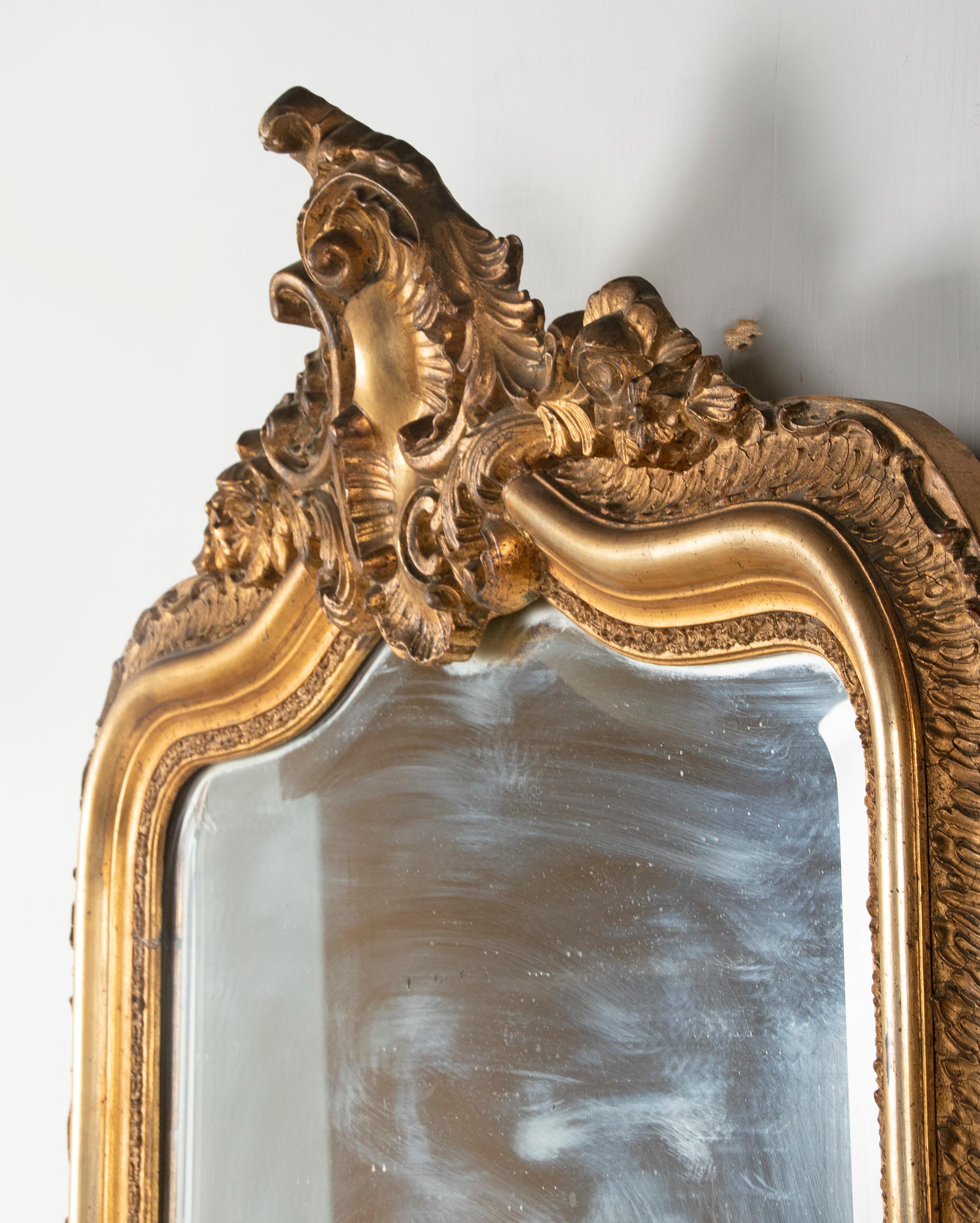 Antique French Mirror Gilded Plaster-Wood Louis Philippe 5