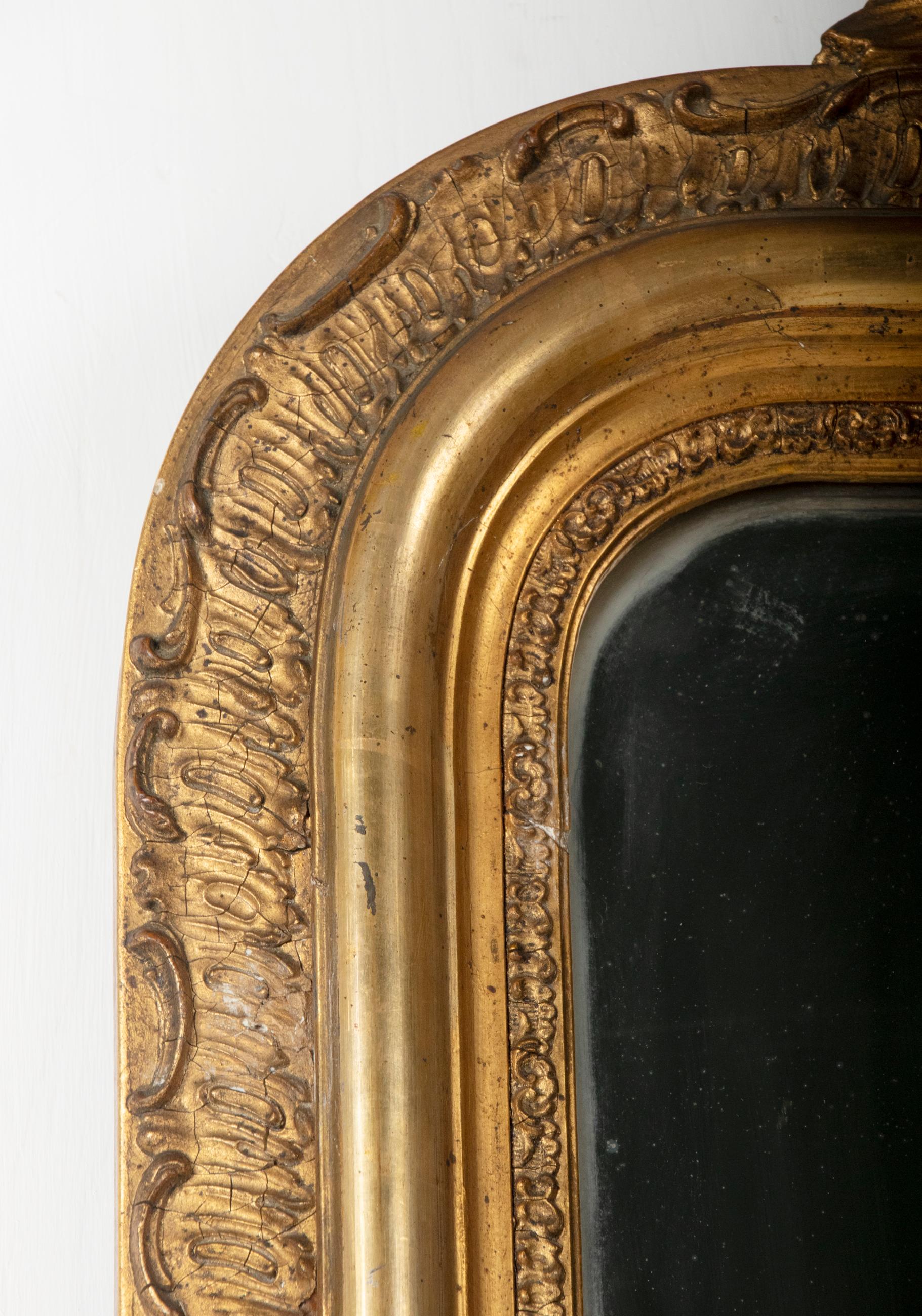 Antique French Mirror Gilded Plaster-Wood Louis Philippe 11