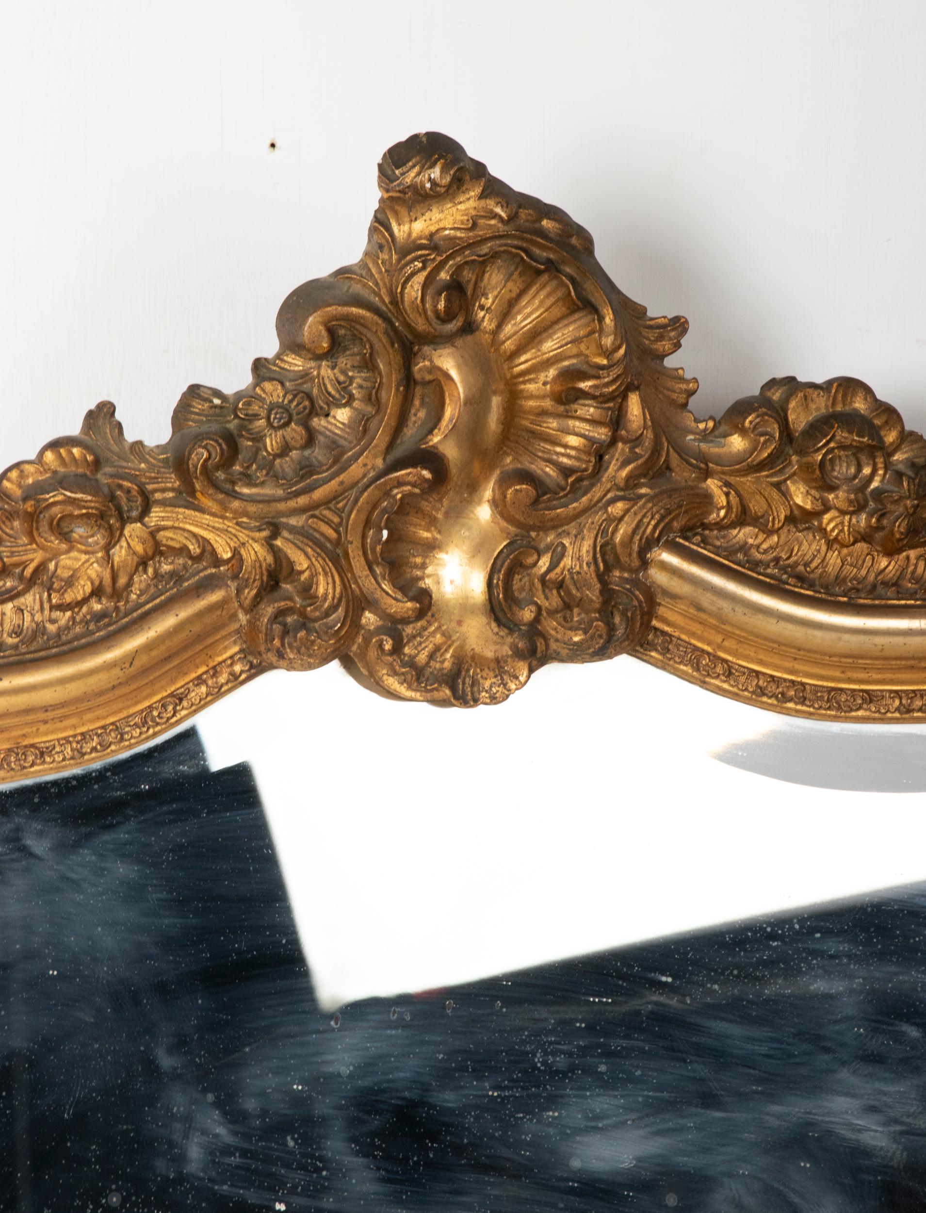 Antique French Mirror Gilded Plaster-Wood Louis Philippe 12