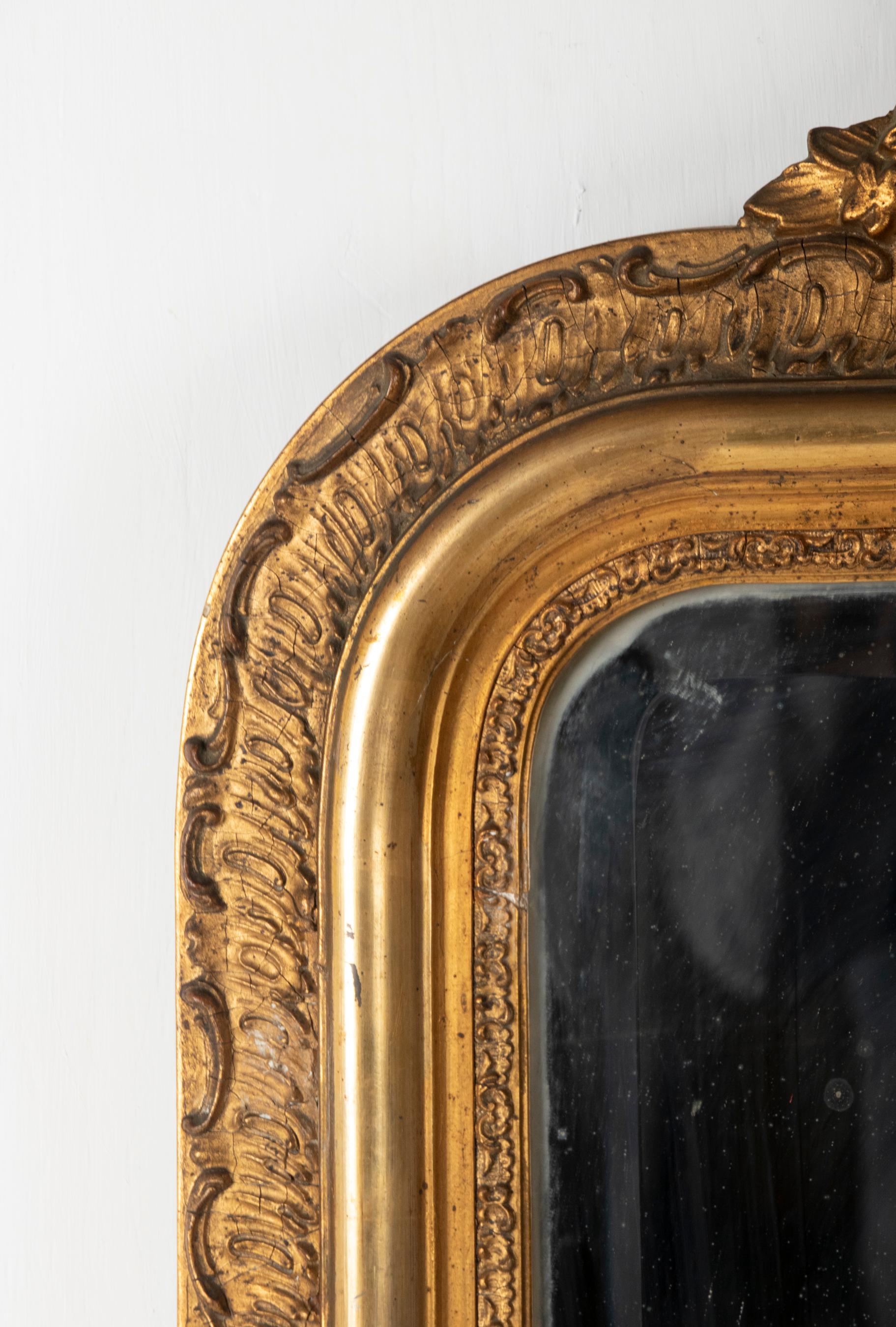 Antique French Mirror Gilded Plaster-Wood Louis Philippe In Good Condition In Casteren, Noord-Brabant