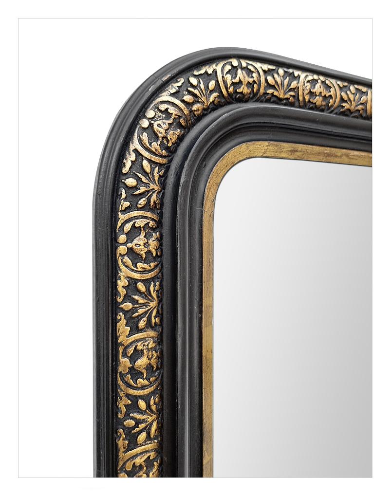 Antique French Mirror, Giltwood & Black Colors, circa 1870 In Good Condition In Paris, FR
