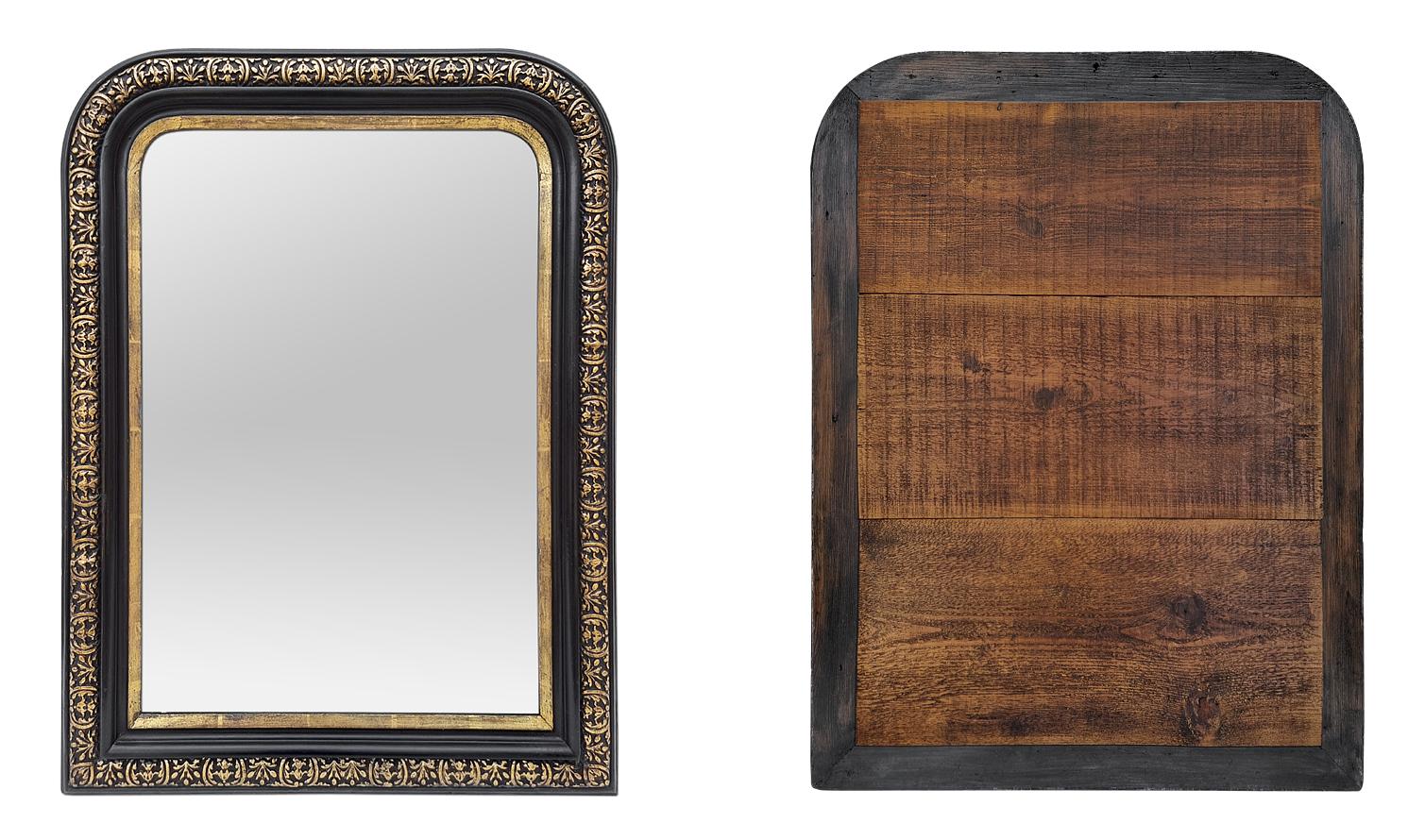 Late 19th Century Antique French Mirror, Giltwood & Black Colors, circa 1870