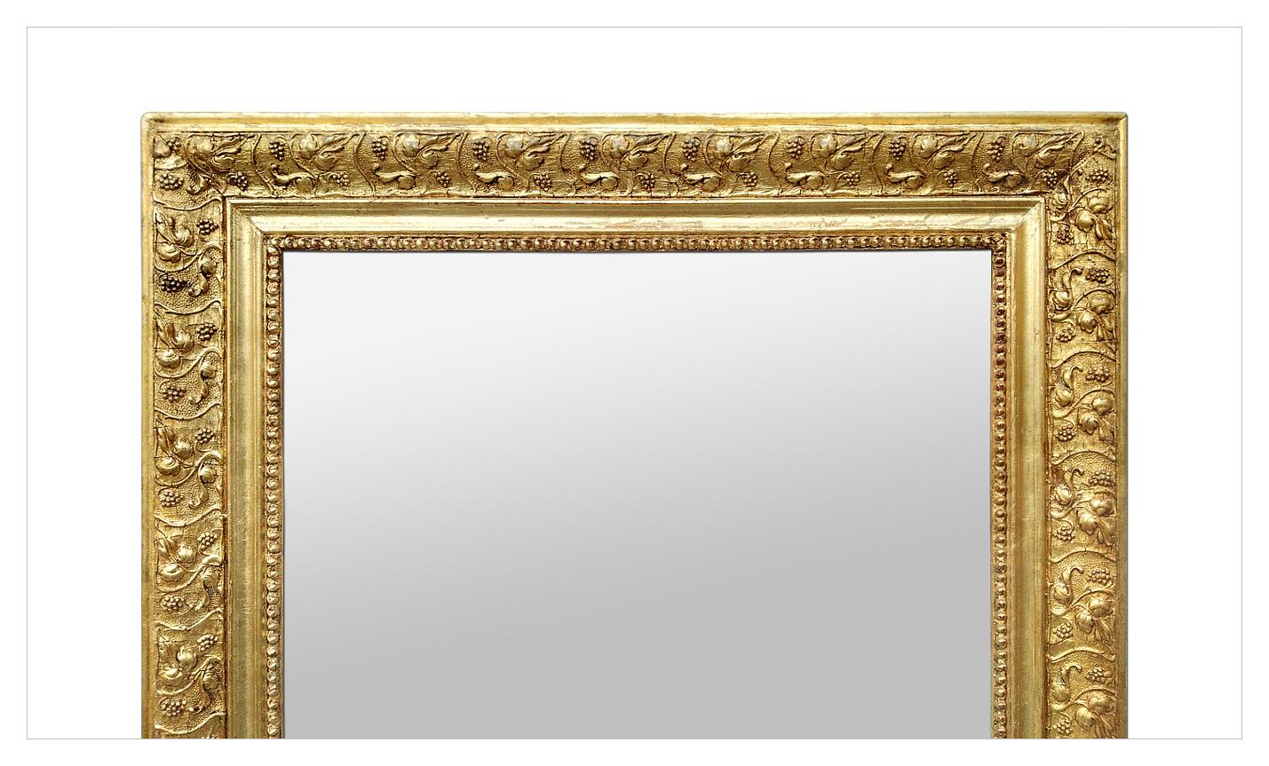 Napoleon III Antique French Mirror Giltwood Decorated with Vine Leaves, circa 1890