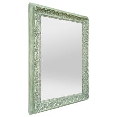Miroir français ancien, couleurs patinées vertes, vers 1900
