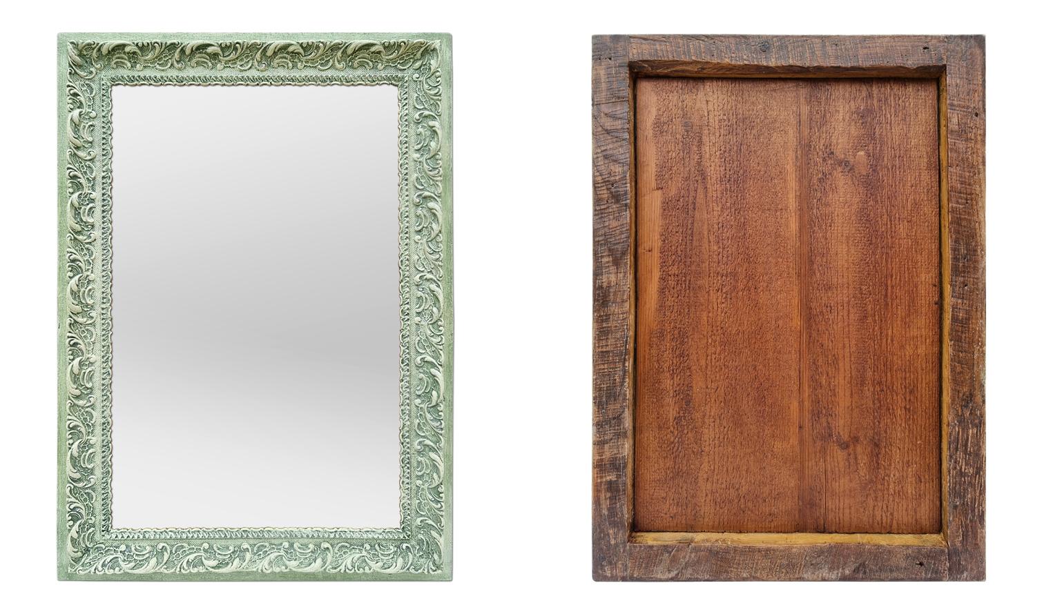Antique French Mirror, Green Patina Colors, circa 1900 For Sale 1