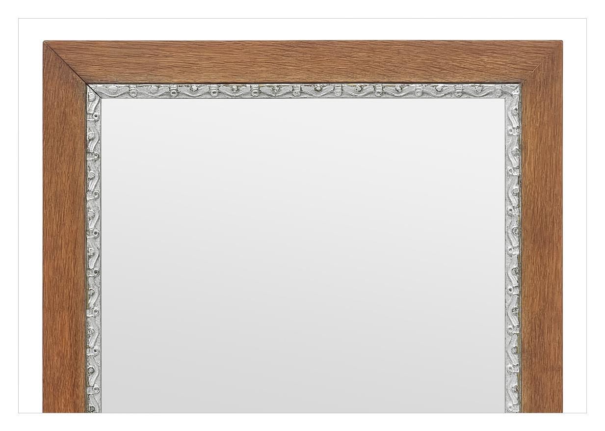 Gilt Antique French Mirror In Natural Oak & Silver-Wood, circa 1950 For Sale