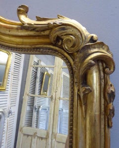 Antique French Mirror, Large Gilt on Red Camel Crested Mirror