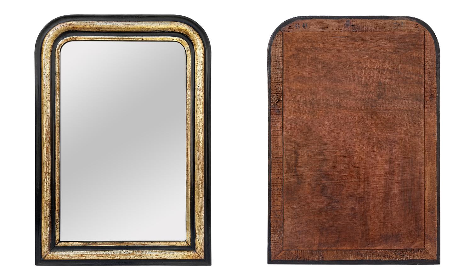 Antique French Mirror, Louis-Philippe Style, Giltwood & Black Colors, circa 1880 2