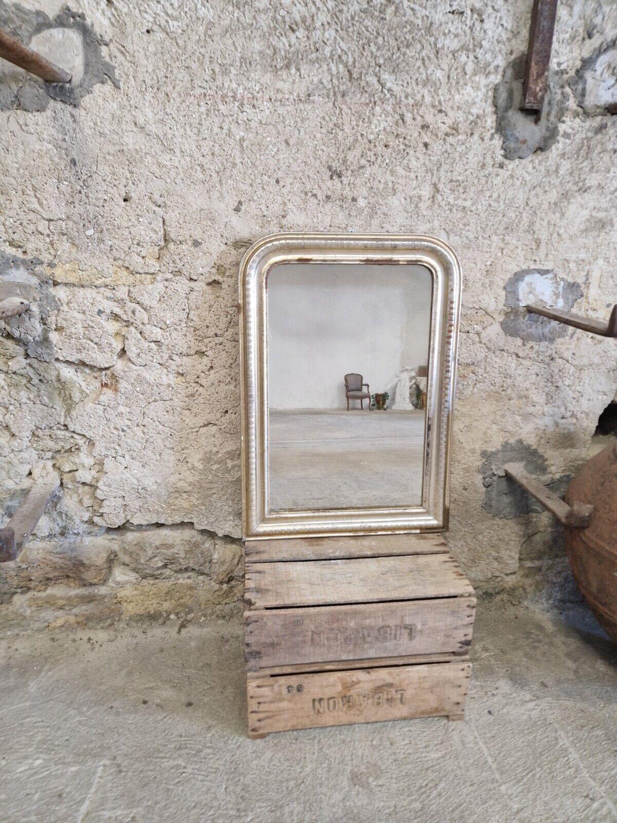 Wood Antique French Mirror Louis Phillipe Style Gilded 19th Century For Sale