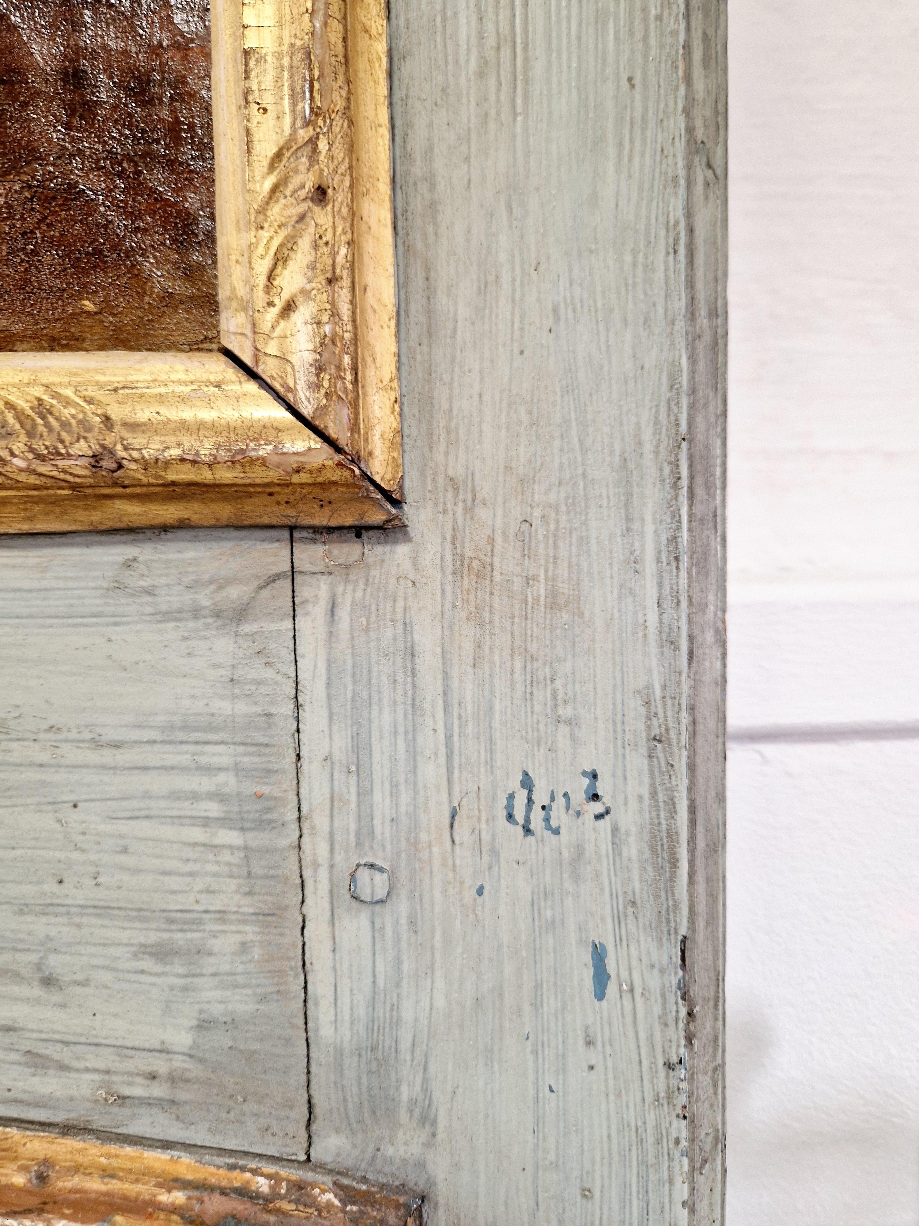 Antique French Mirror Ölgemalt Trumeau Louis XVI im Angebot 3