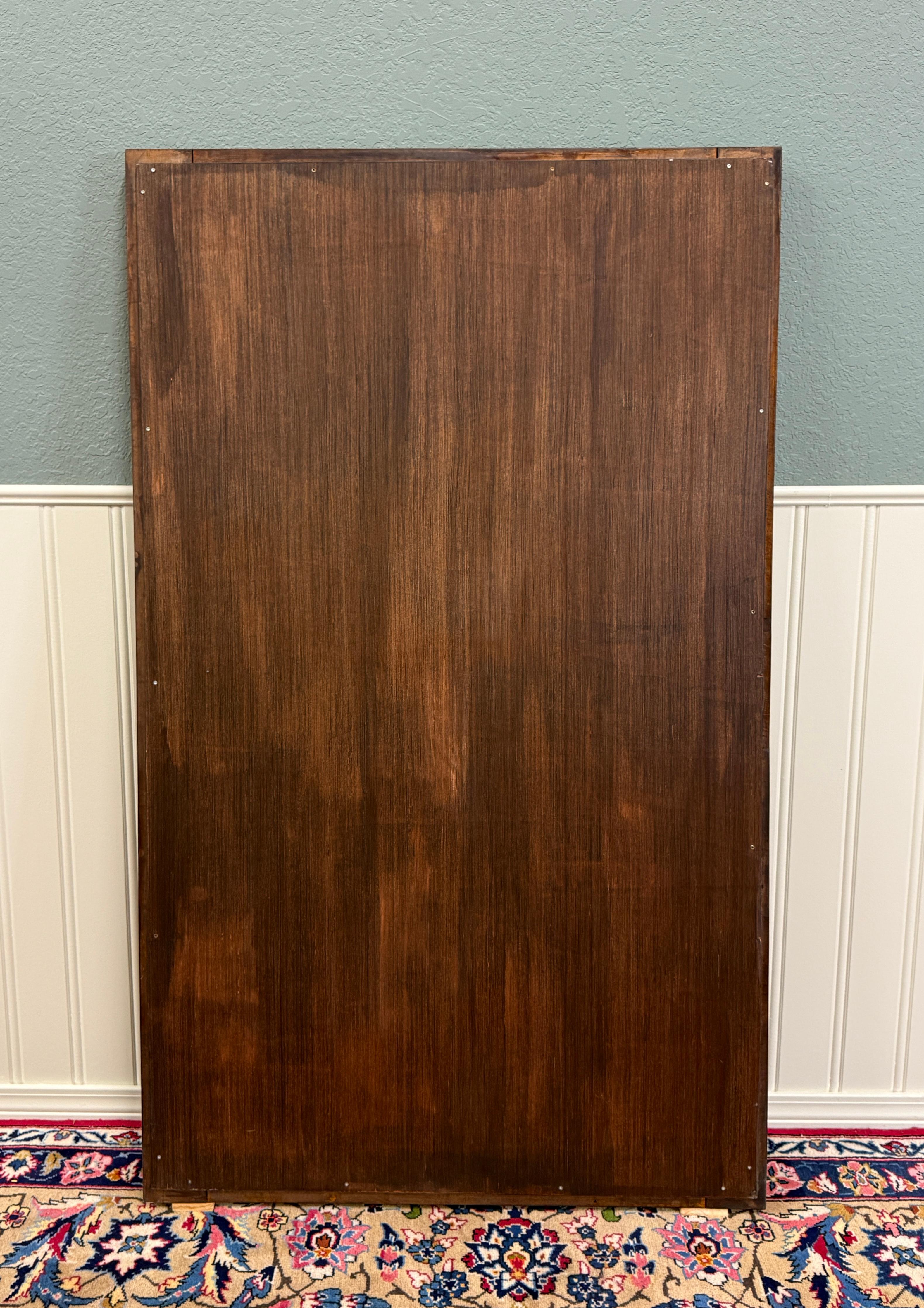 Antique French Mirror Over Mantel LARGE Rectangular Oak Carved Beveled c.1930 en vente 11