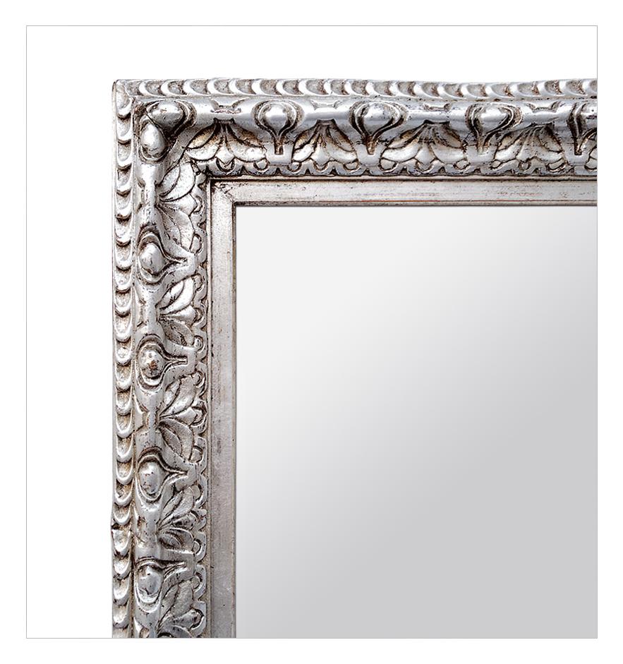 Silvered Antique French Mirror Silver Wood, circa 1930