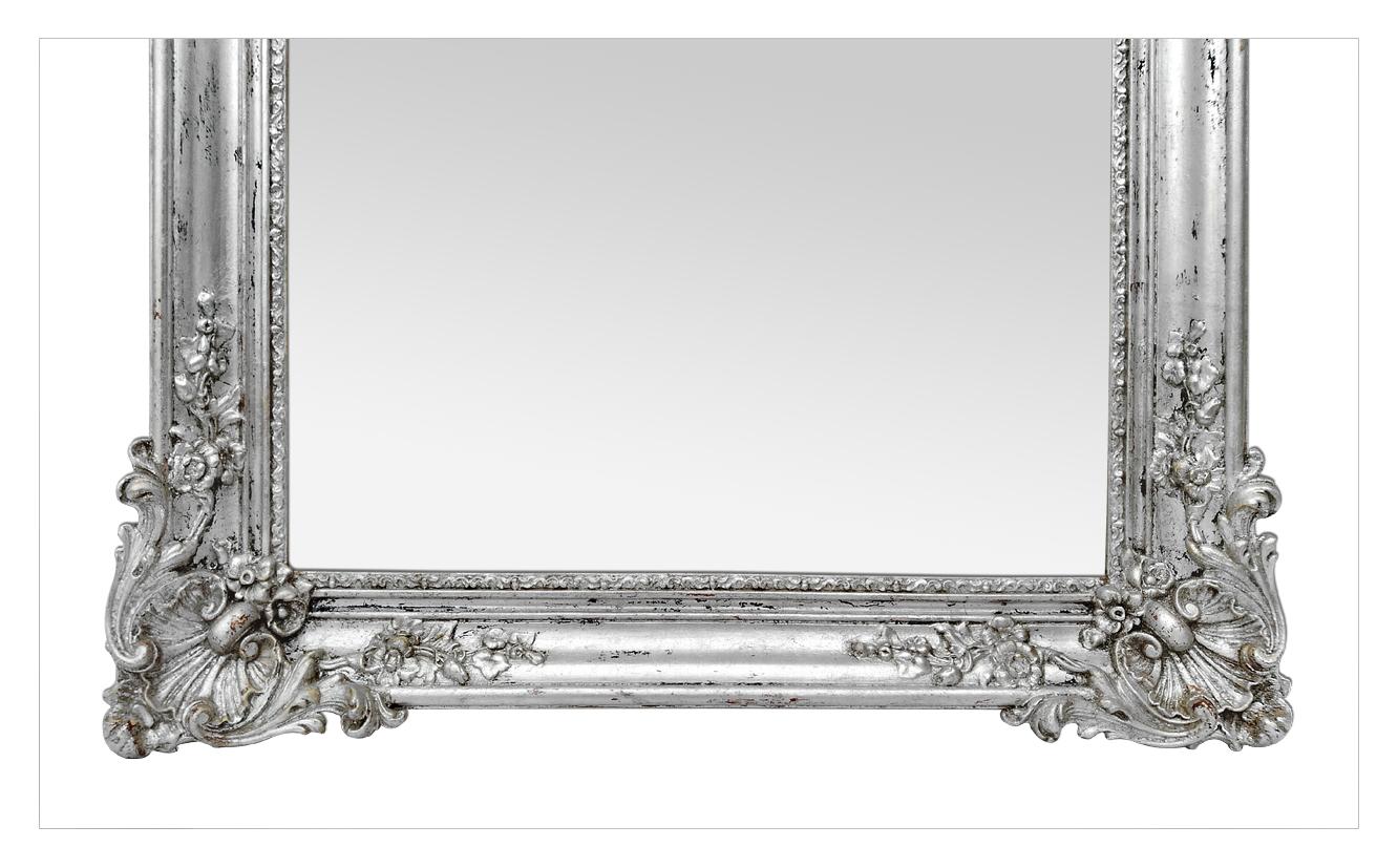 Late 19th Century Antique French Mirror Silver Wood Louis XV Style, circa 1890