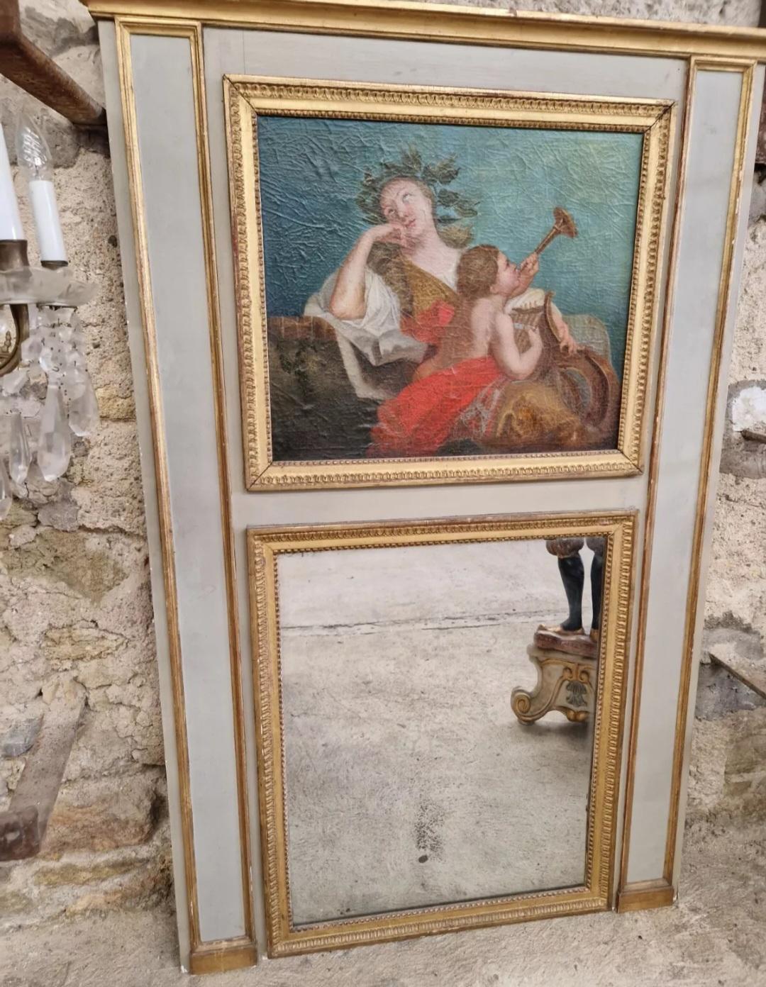 Louis XVI Miroir français ancien peint à la main en vente