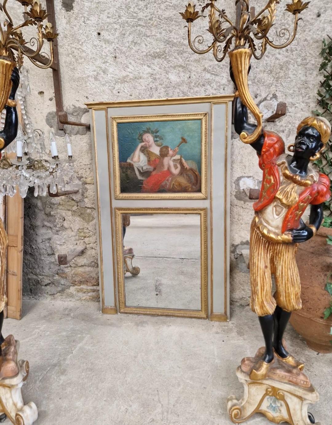 Miroir français ancien peint à la main Bon état - En vente à Buxton, GB