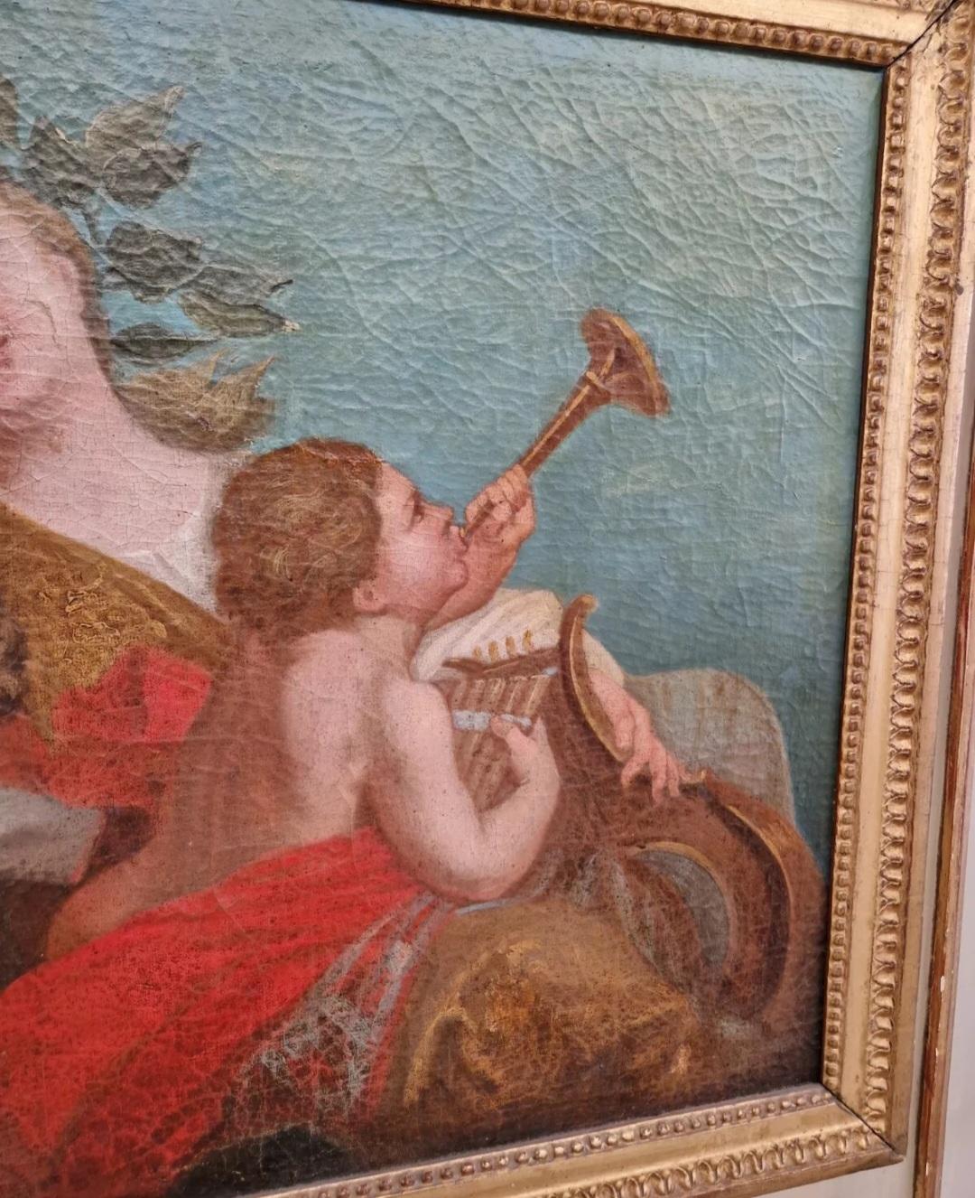 Miroir français ancien peint à la main en vente 1