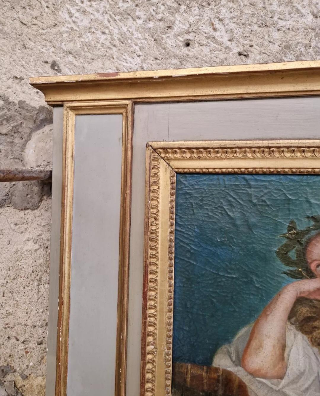 Miroir français ancien peint à la main en vente 2
