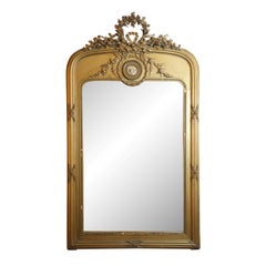 Antique French Mirror Gesso Details Young Girl Medallion