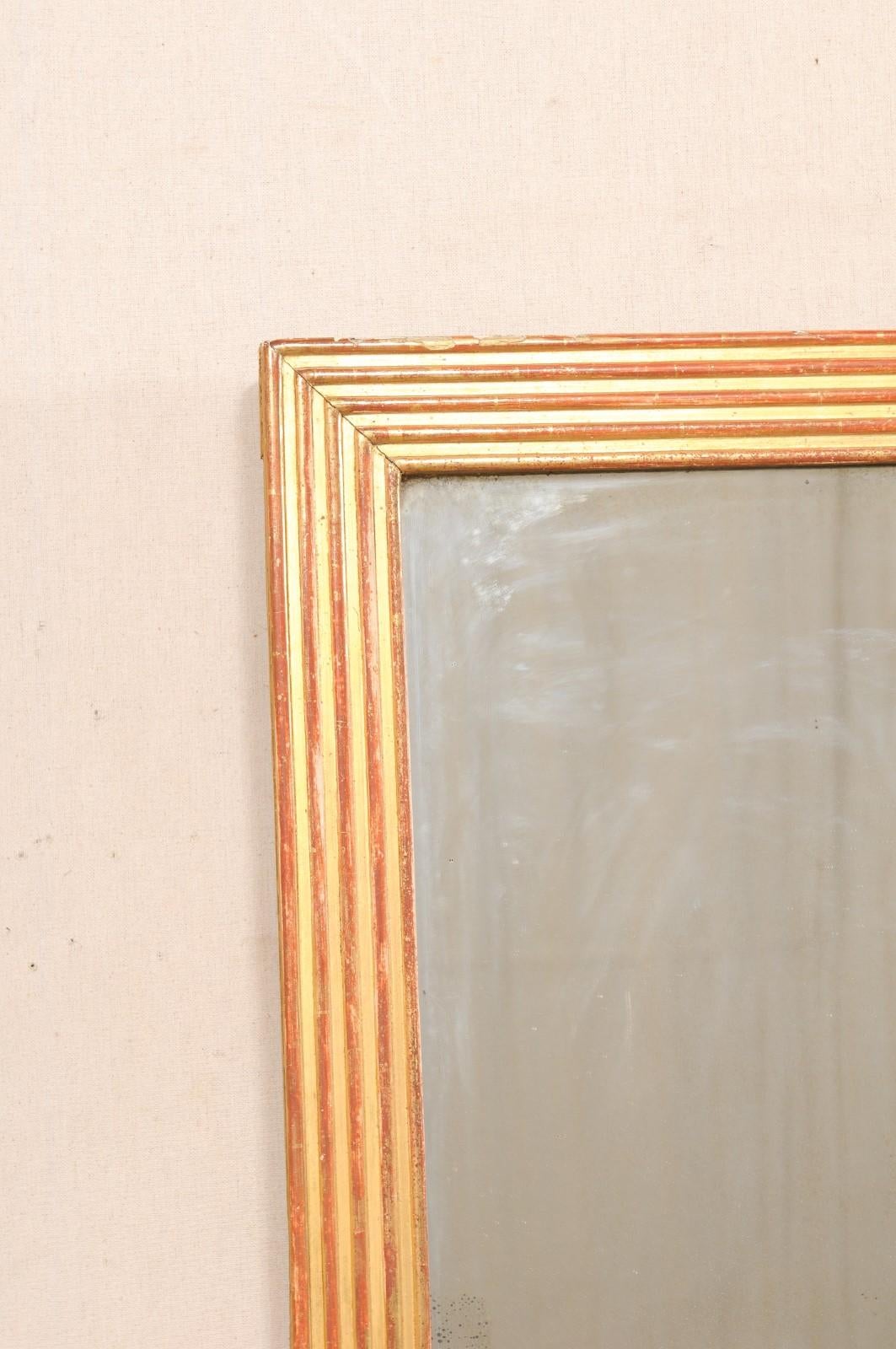 20th Century Antique French Mirror W/Its Original Gold & Red Color For Sale