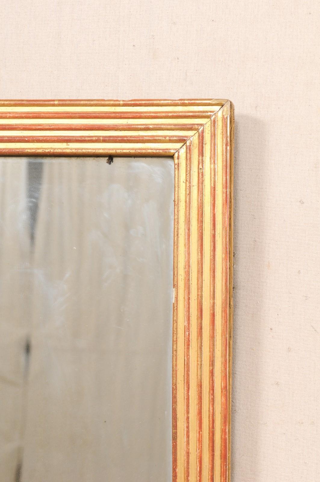 Antique French Mirror W/Its Original Gold & Red Color For Sale 1