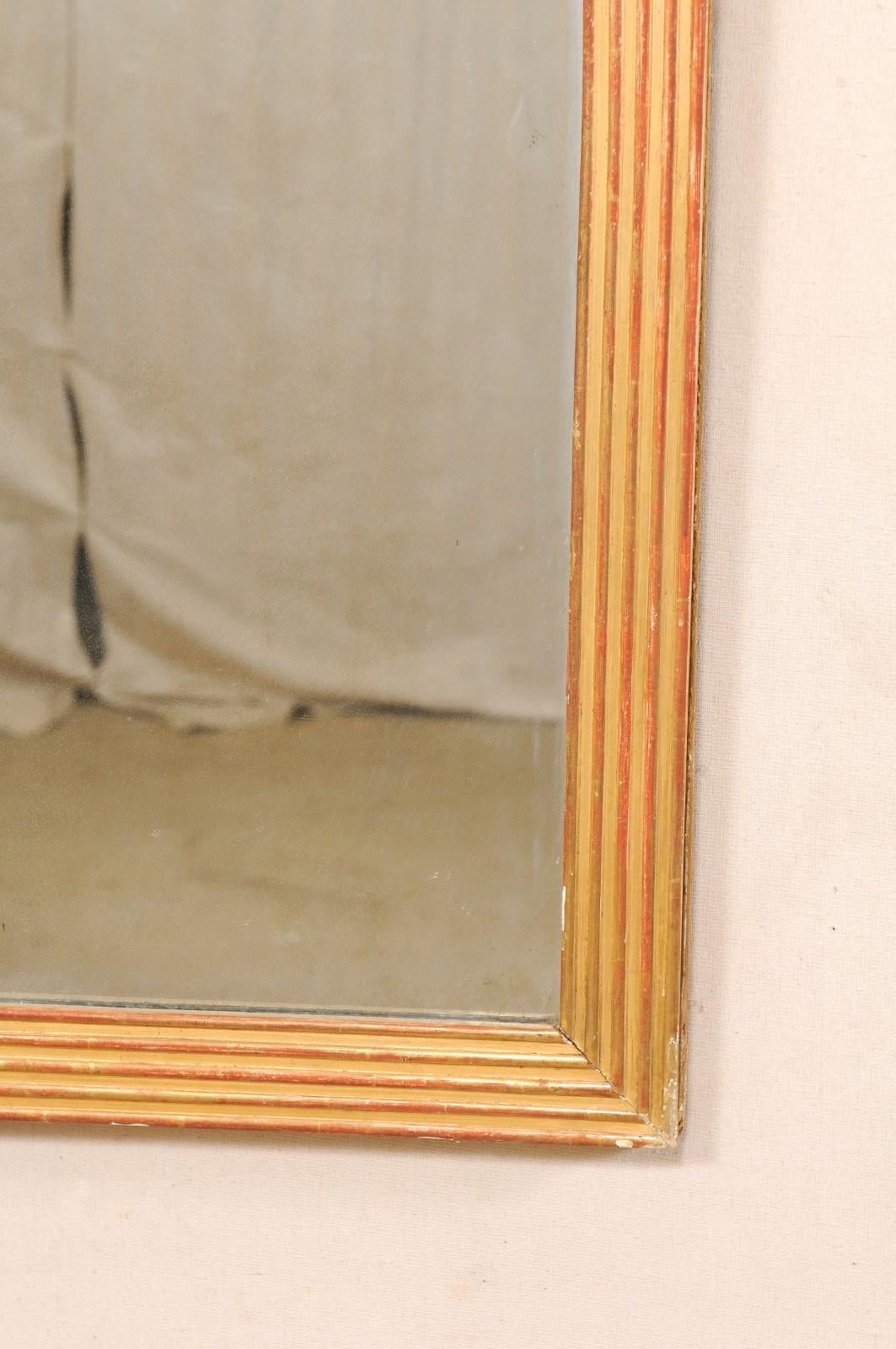 Antique French Mirror W/Its Original Gold & Red Color For Sale 2