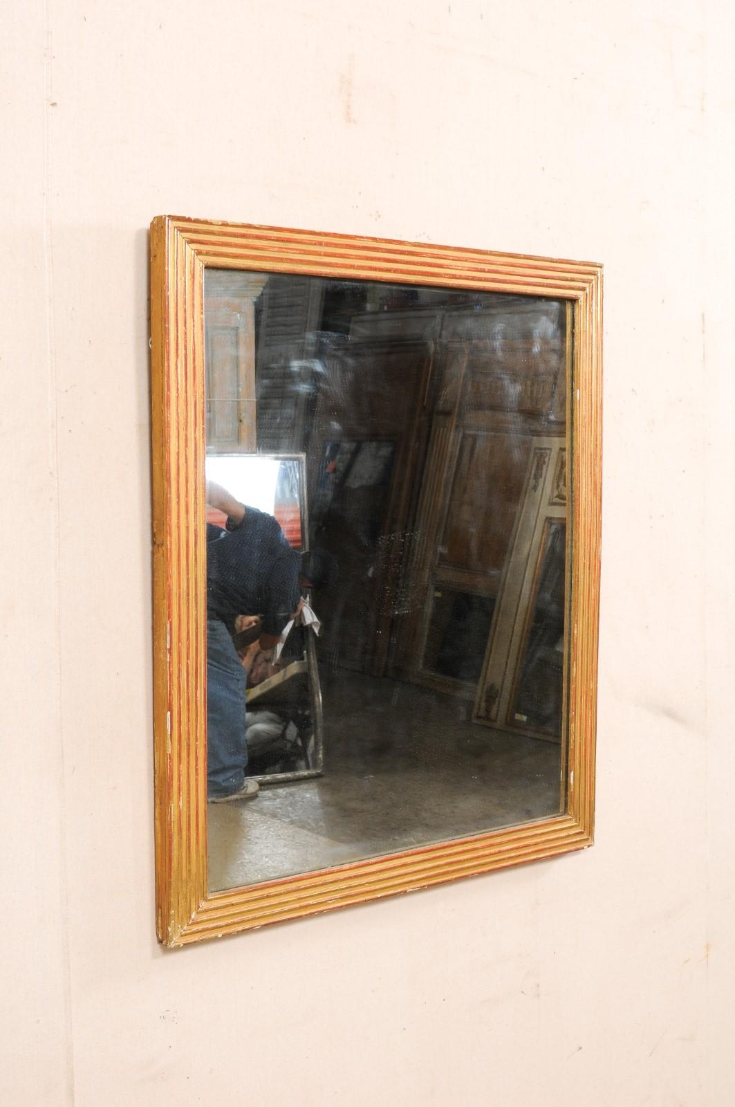 Antique French Mirror W/Its Original Gold & Red Color For Sale 3