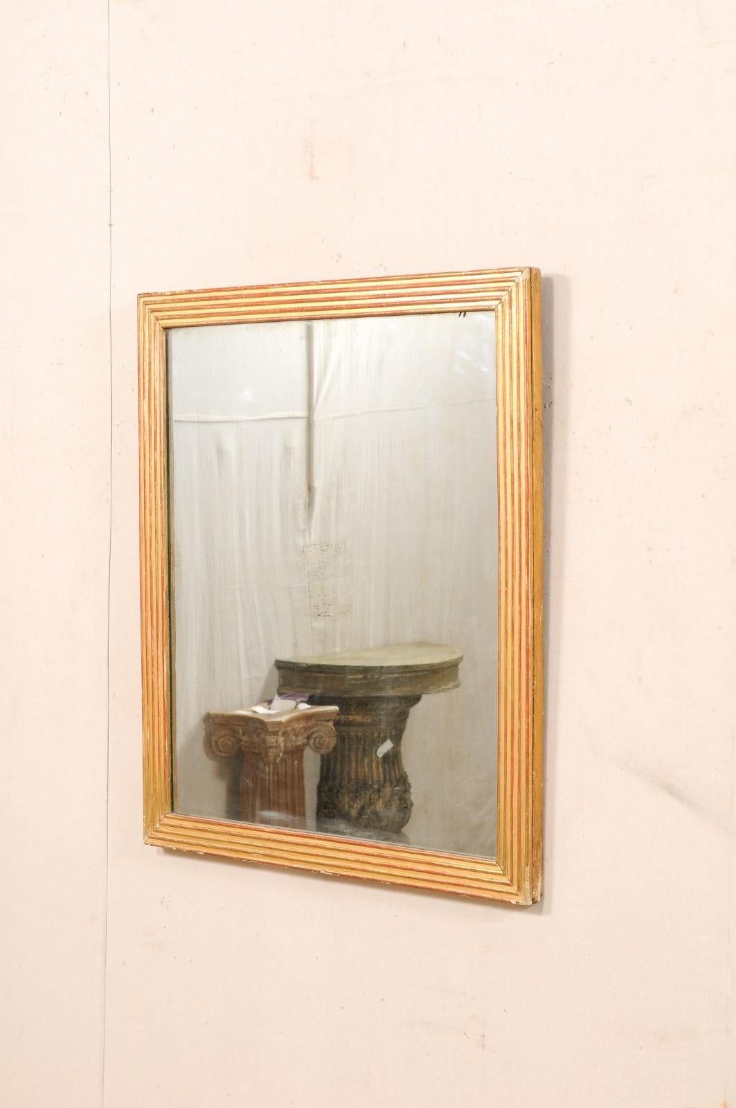 Antique French Mirror W/Its Original Gold & Red Color For Sale 4