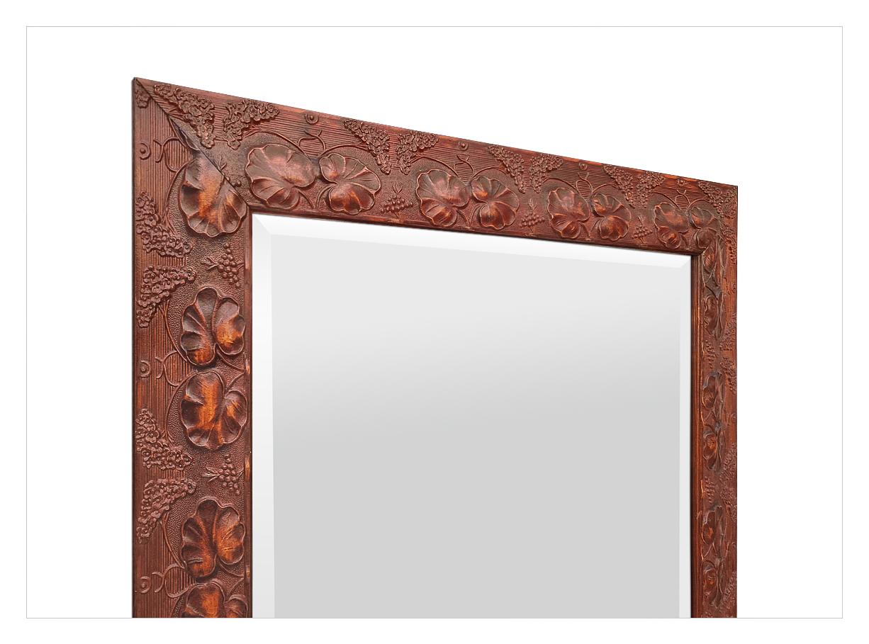 Late 20th Century Antique French Mirror With Autumn-Colored Carved Leaf Decoration, circa 1980 For Sale