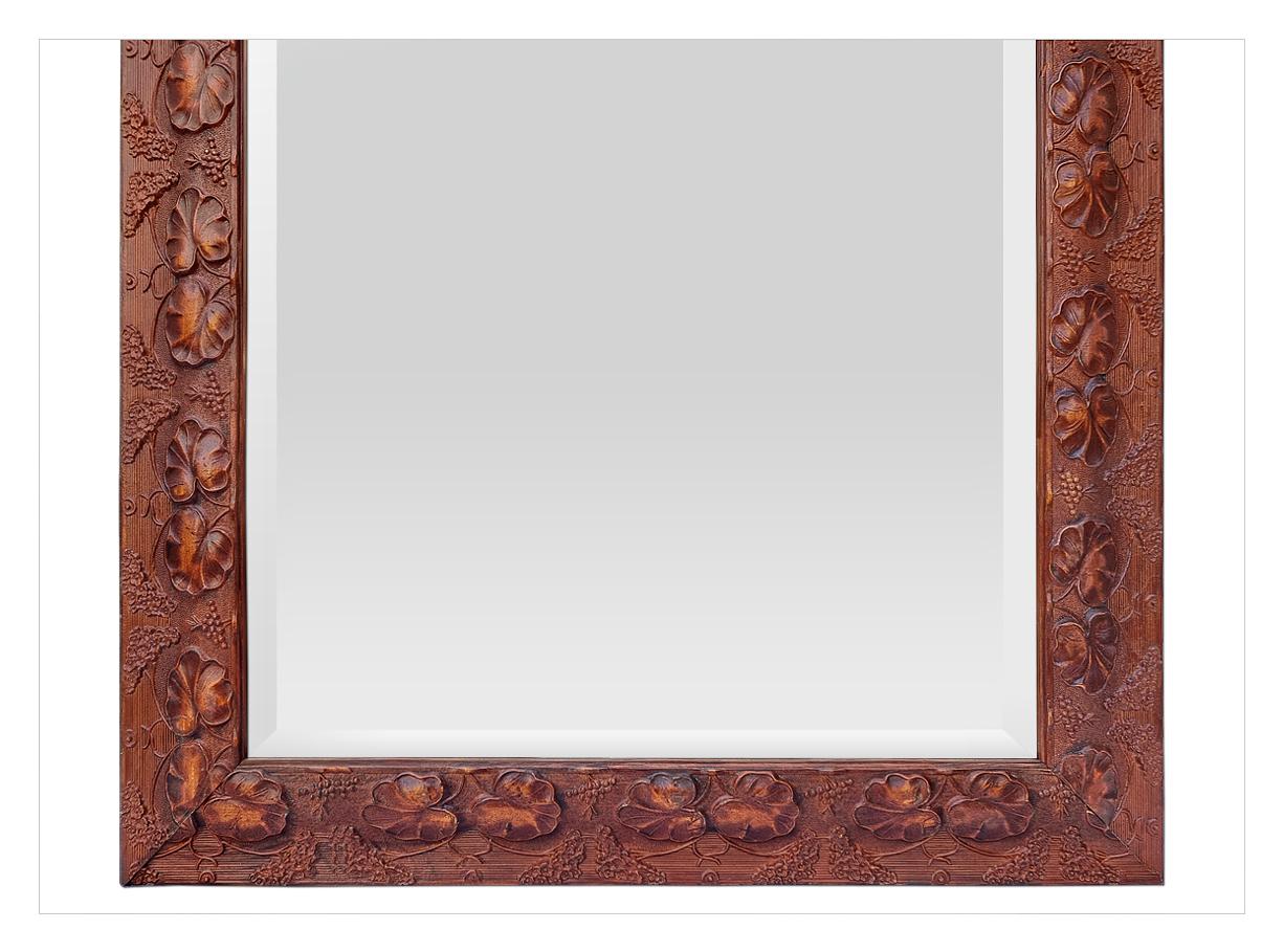 Antique French Mirror With Autumn-Colored Carved Leaf Decoration, circa 1980 For Sale 1