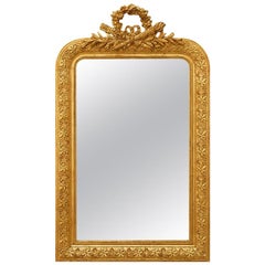 Antique French Mirror with Pediment Louis XVI Style