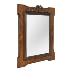 Antique Mirror francese, legno e intarsio, nodo intagliato in stile Luigi XVI, circa 1900