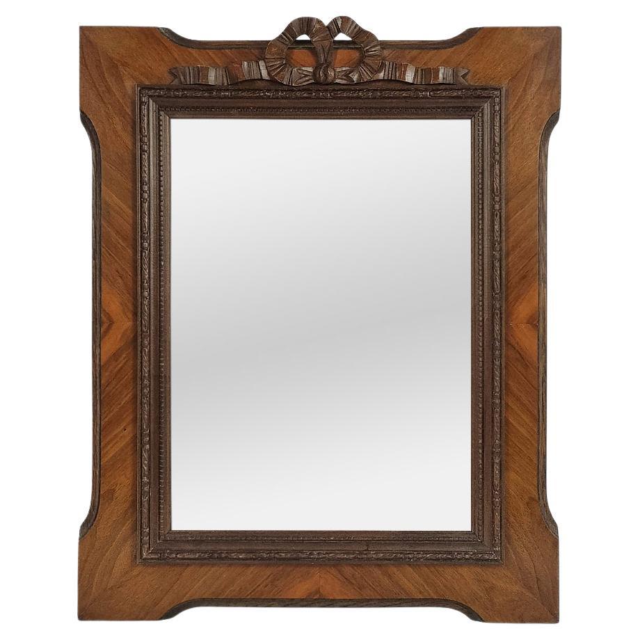Antique French Mirror, Wood & Marquetry, sculpté d'un nœud de style Louis XVI, circa 1900 en vente