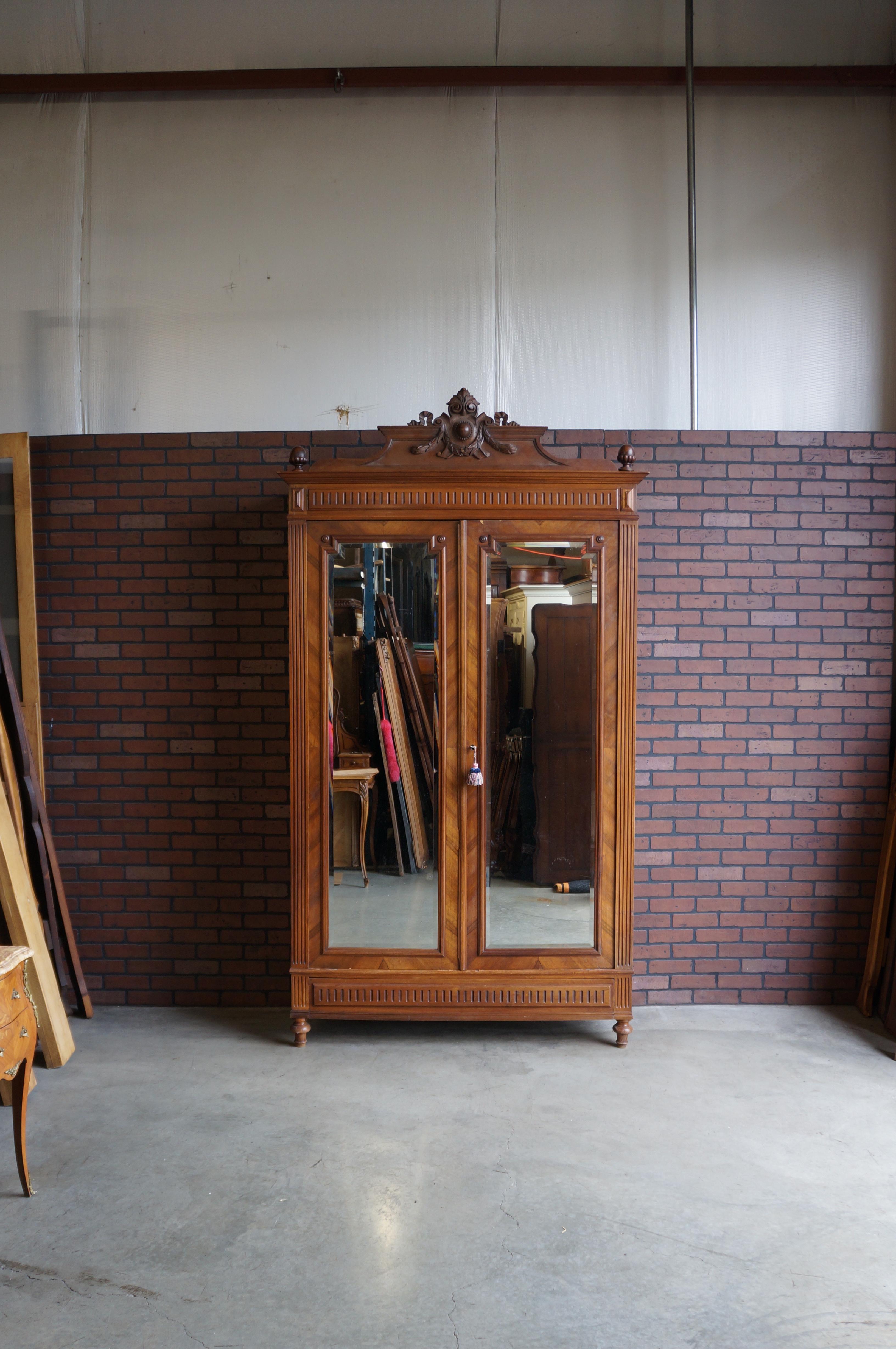 Antique French Mirrored Door Armoire For Sale 3