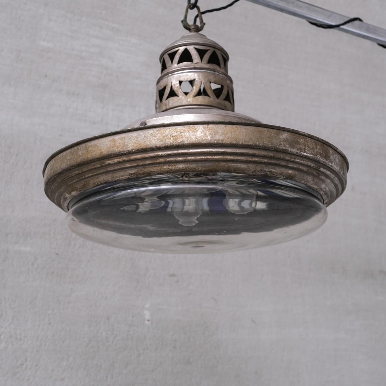 Antique French Mirrored Reflector Pendant Light 6
