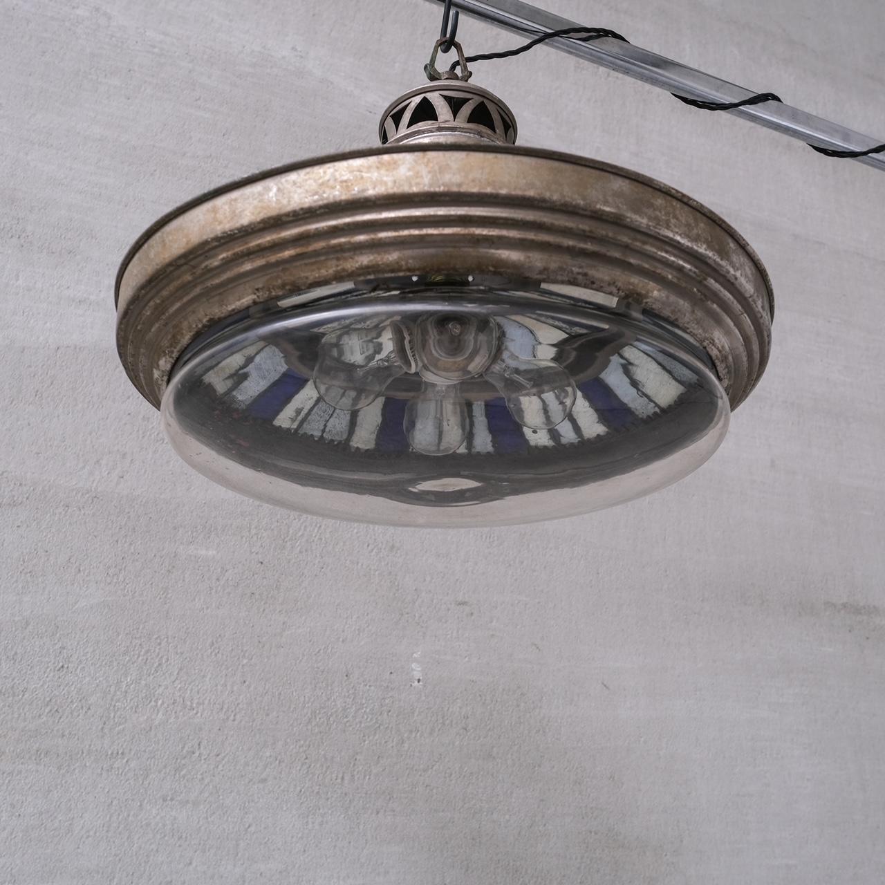 Antique French Mirrored Reflector Pendant Light For Sale 7