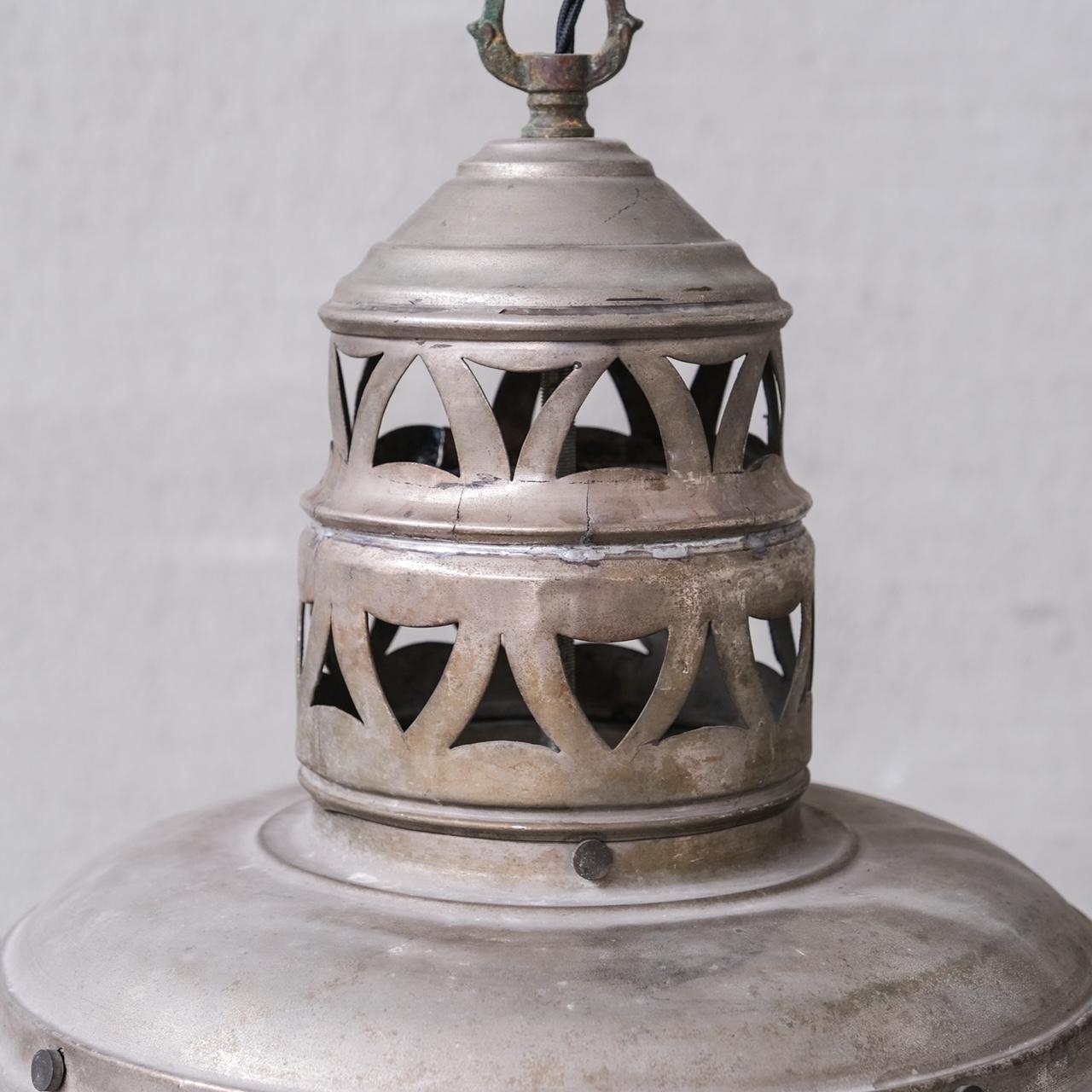 Early 20th Century Antique French Mirrored Reflector Pendant Light