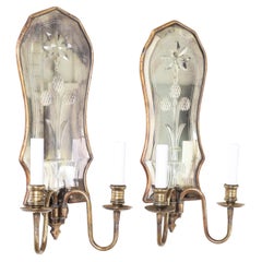Antique French Mirrored Wall Sconces