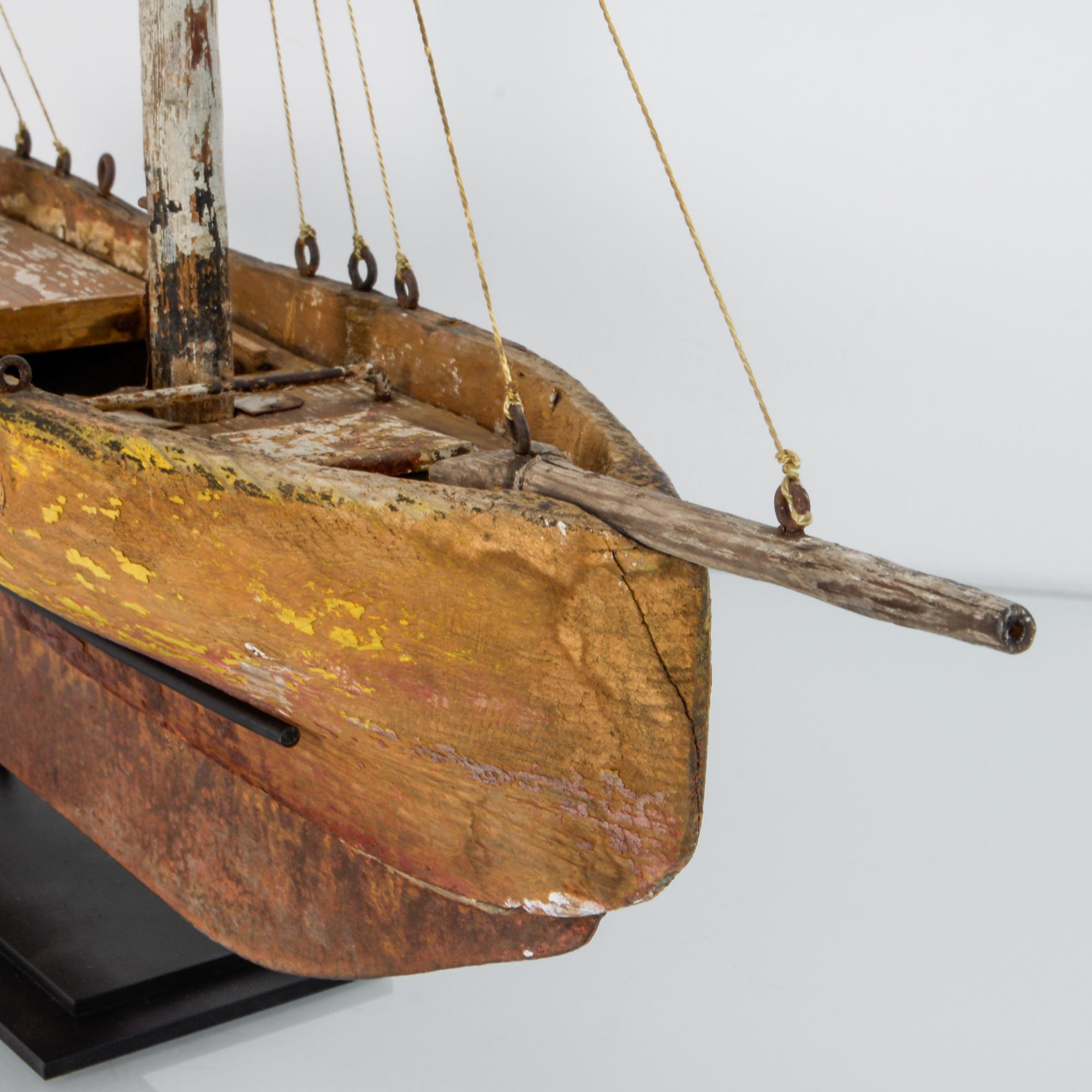Folk Art Antique French Model Sailboat