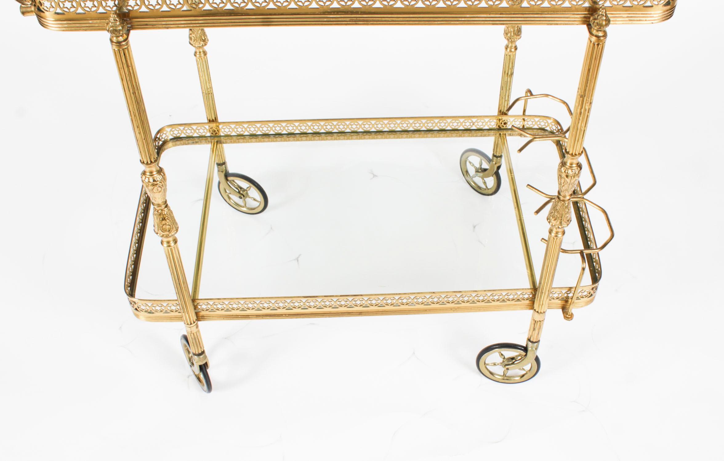 Antique French Modernist Gilded Drinks Serving Trolley Mid Century 5