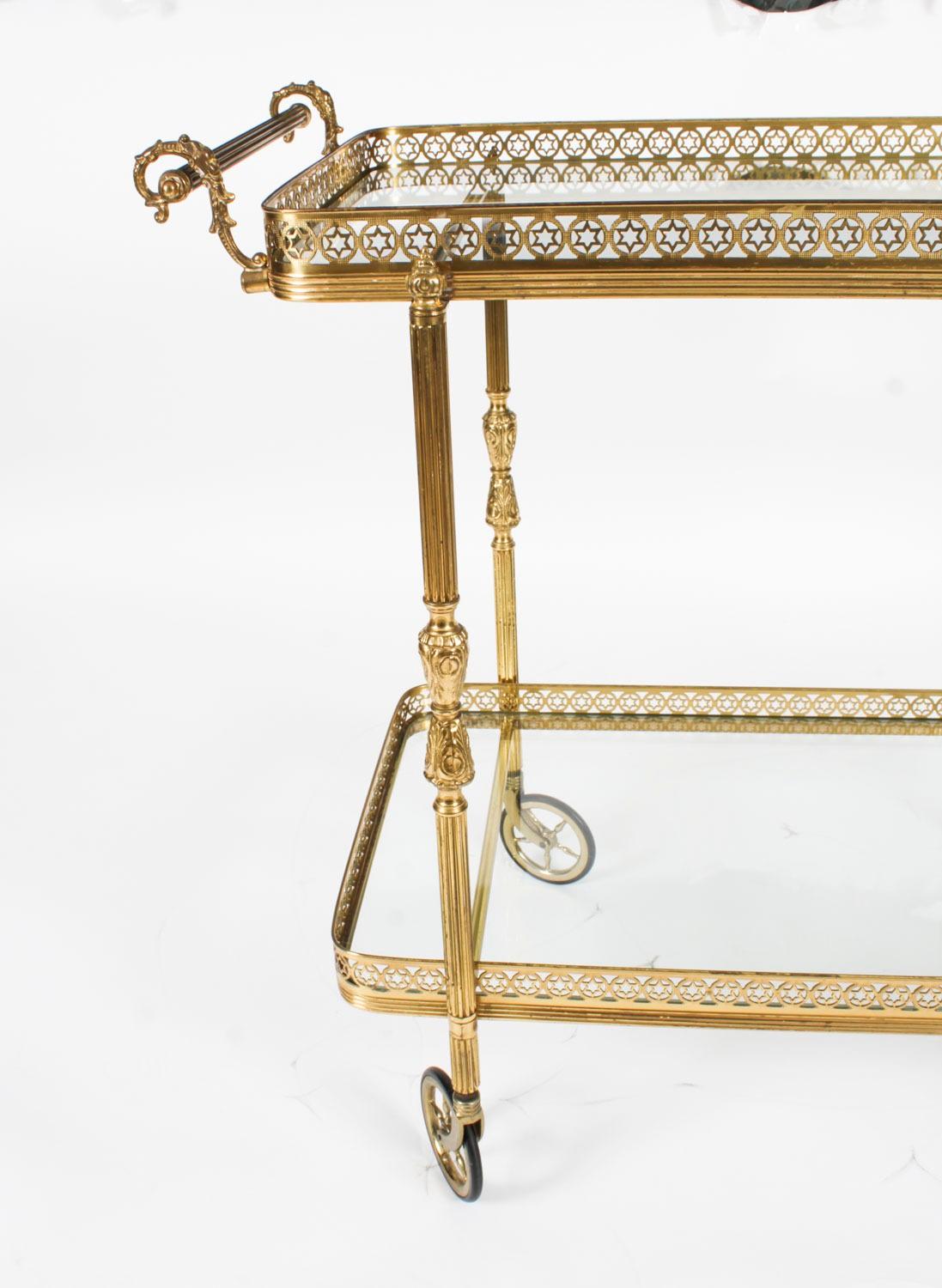Antique French Modernist Gilded Drinks Serving Trolley Mid Century 6