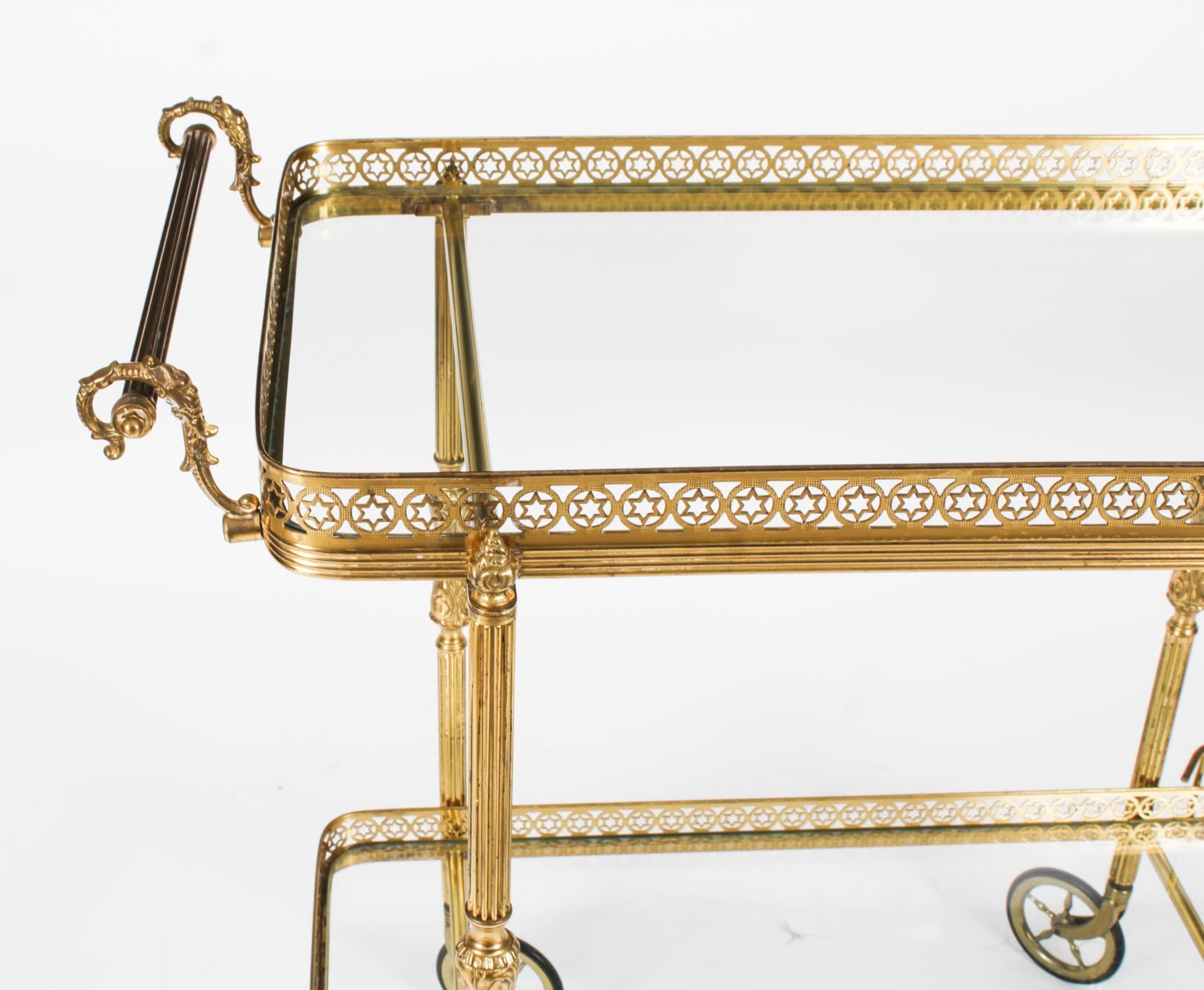 Antique French Modernist Gilded Drinks Serving Trolley Mid Century 8