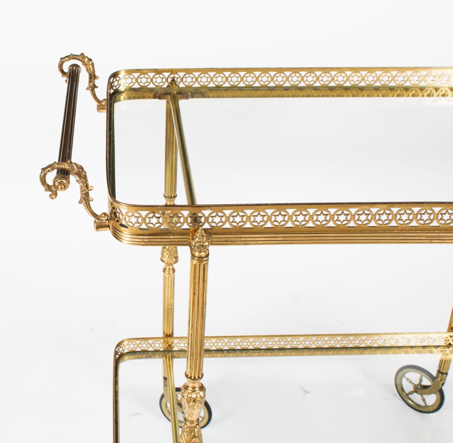 Antique French Modernist Gilded Drinks Serving Trolley Mid Century 10