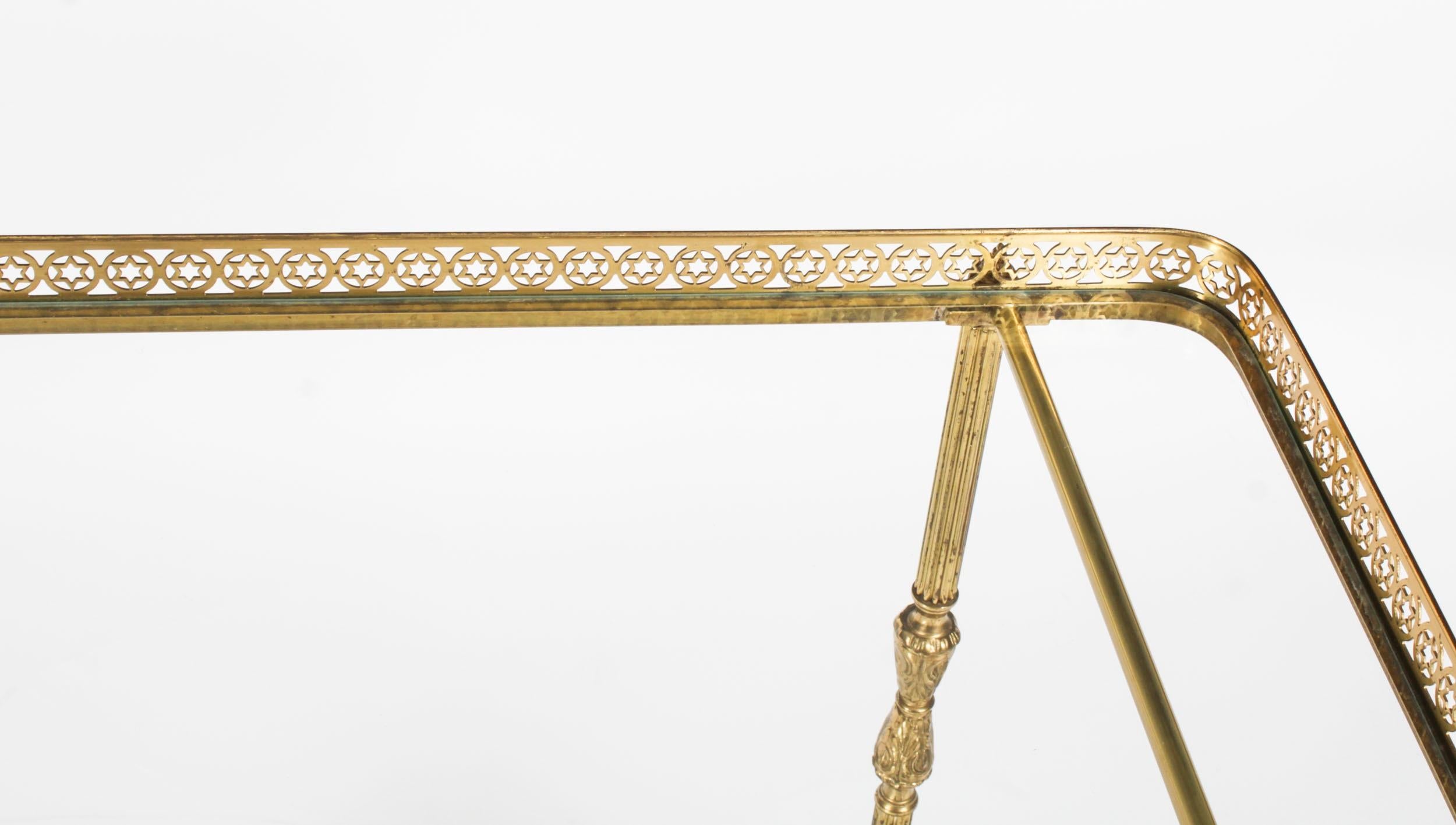 Antique French Modernist Gilded Drinks Serving Trolley Mid Century 11