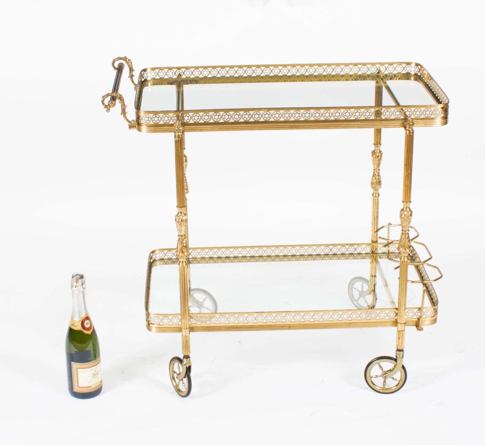 Antique French Modernist Gilded Drinks Serving Trolley Mid Century 13