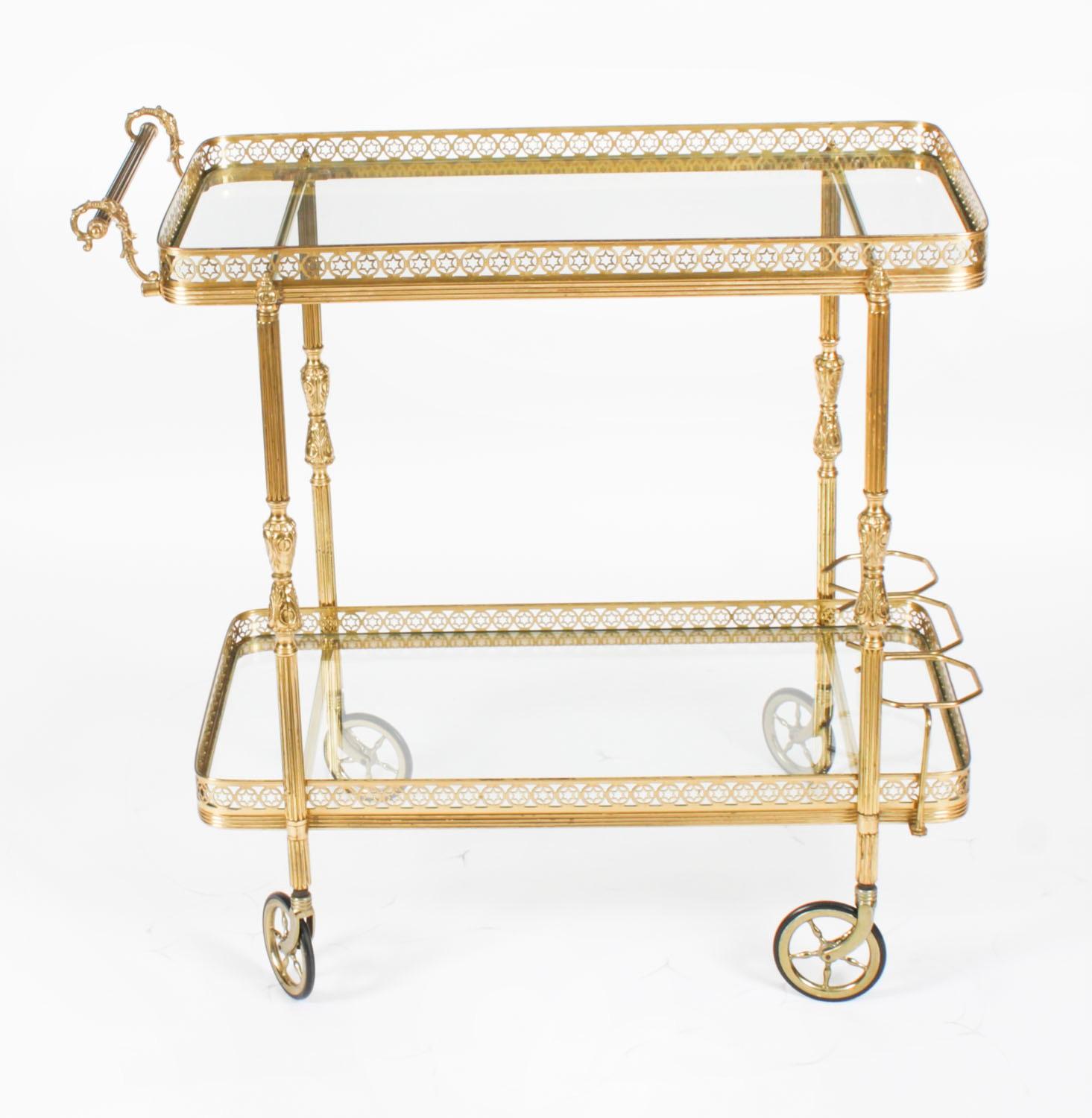 Antique French Modernist Gilded Drinks Serving Trolley Mid Century In Good Condition In London, GB