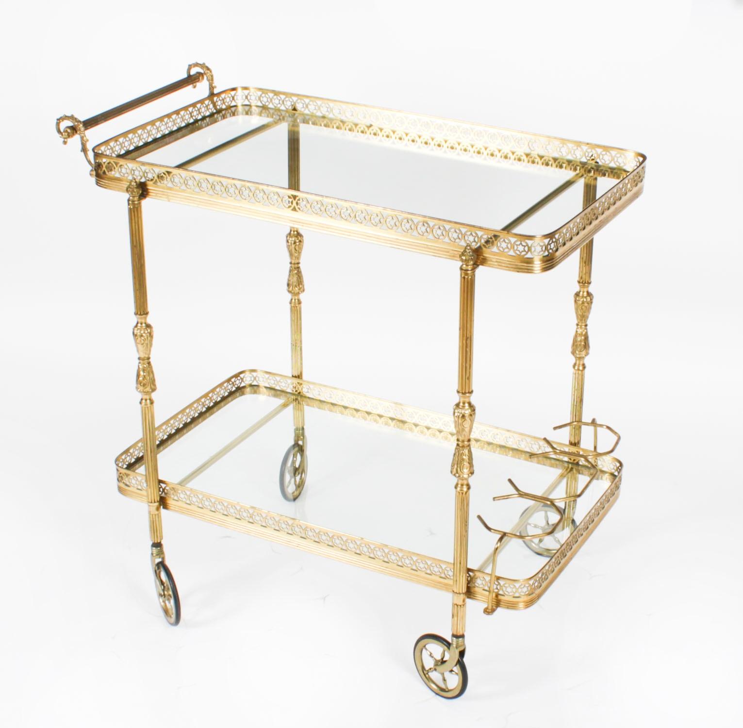 Mid-20th Century Antique French Modernist Gilded Drinks Serving Trolley Mid Century
