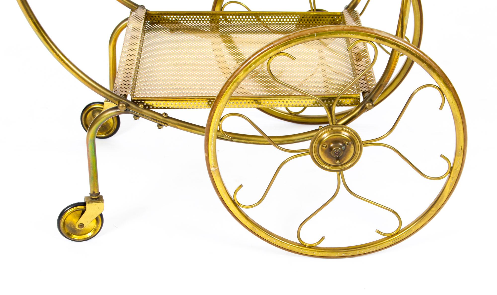 Late 20th Century Antique French Modernist Gilded Drinks Serving Trolley, Midcentury